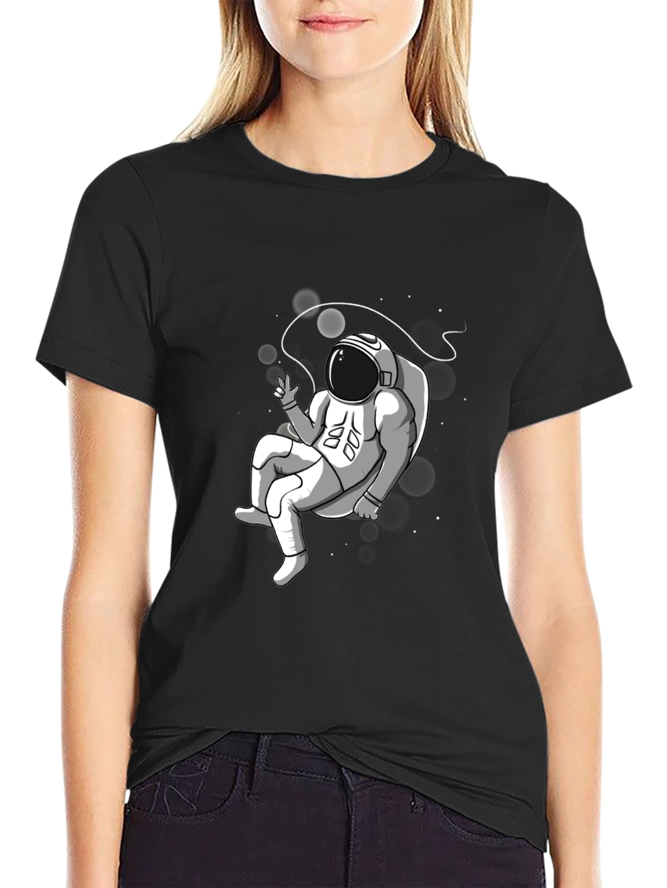 Astronaut Graphic T-Shirt - Black Cotton Tee