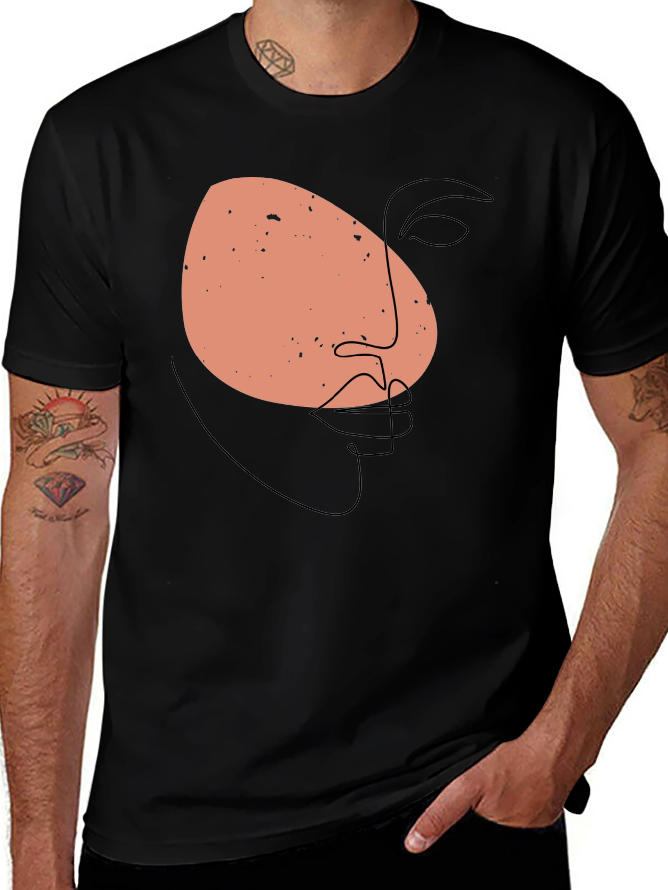 Abstract Face Graphic Black T-Shirt