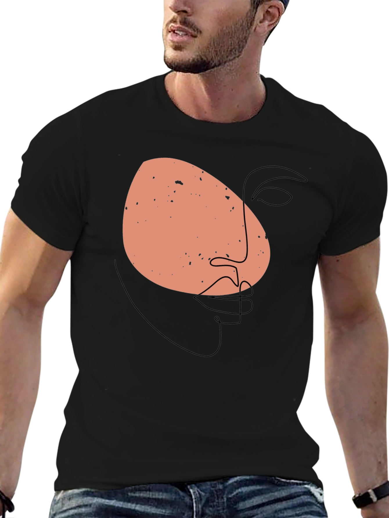 Abstract Face Graphic Black T-Shirt