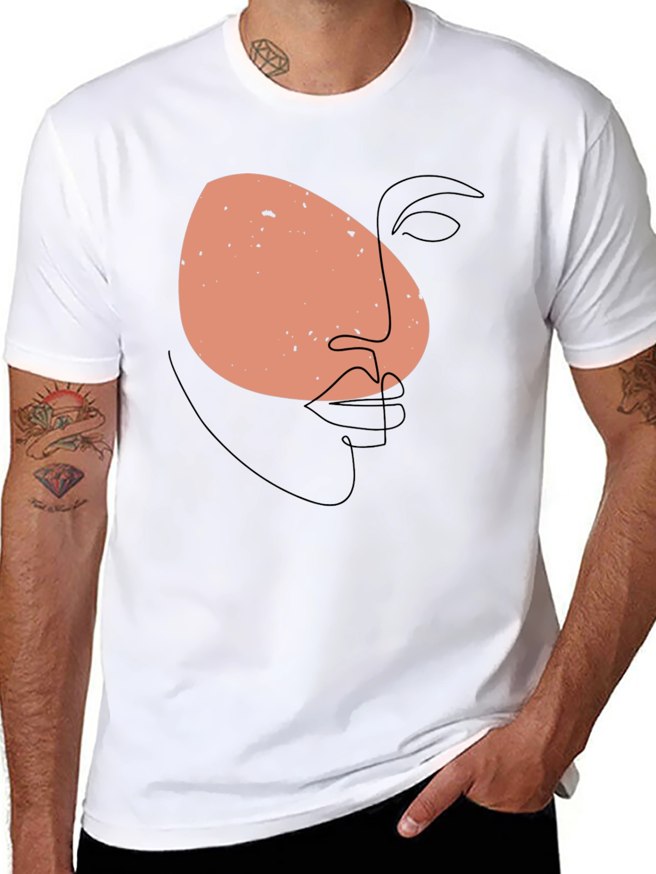Abstract Face Graphic Black T-Shirt