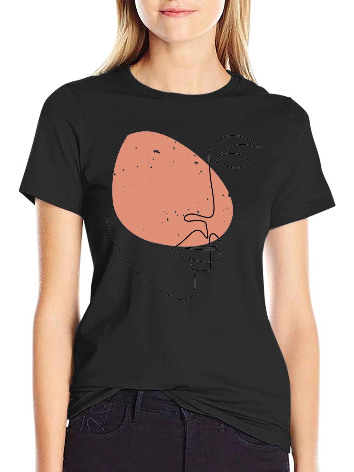 Abstract Face Graphic Black T-Shirt