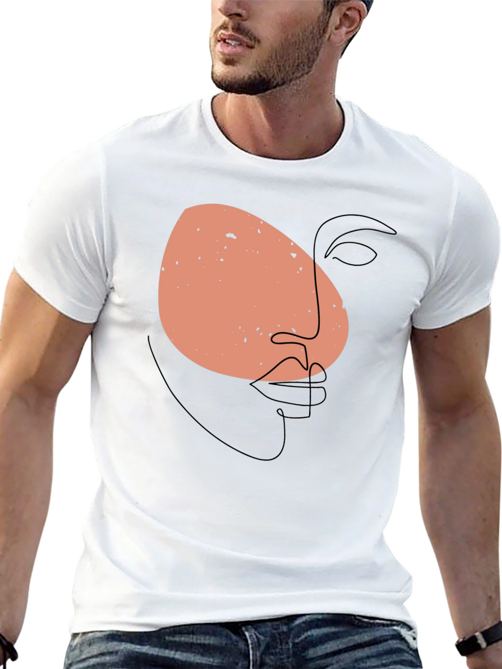 Abstract Face Graphic Black T-Shirt
