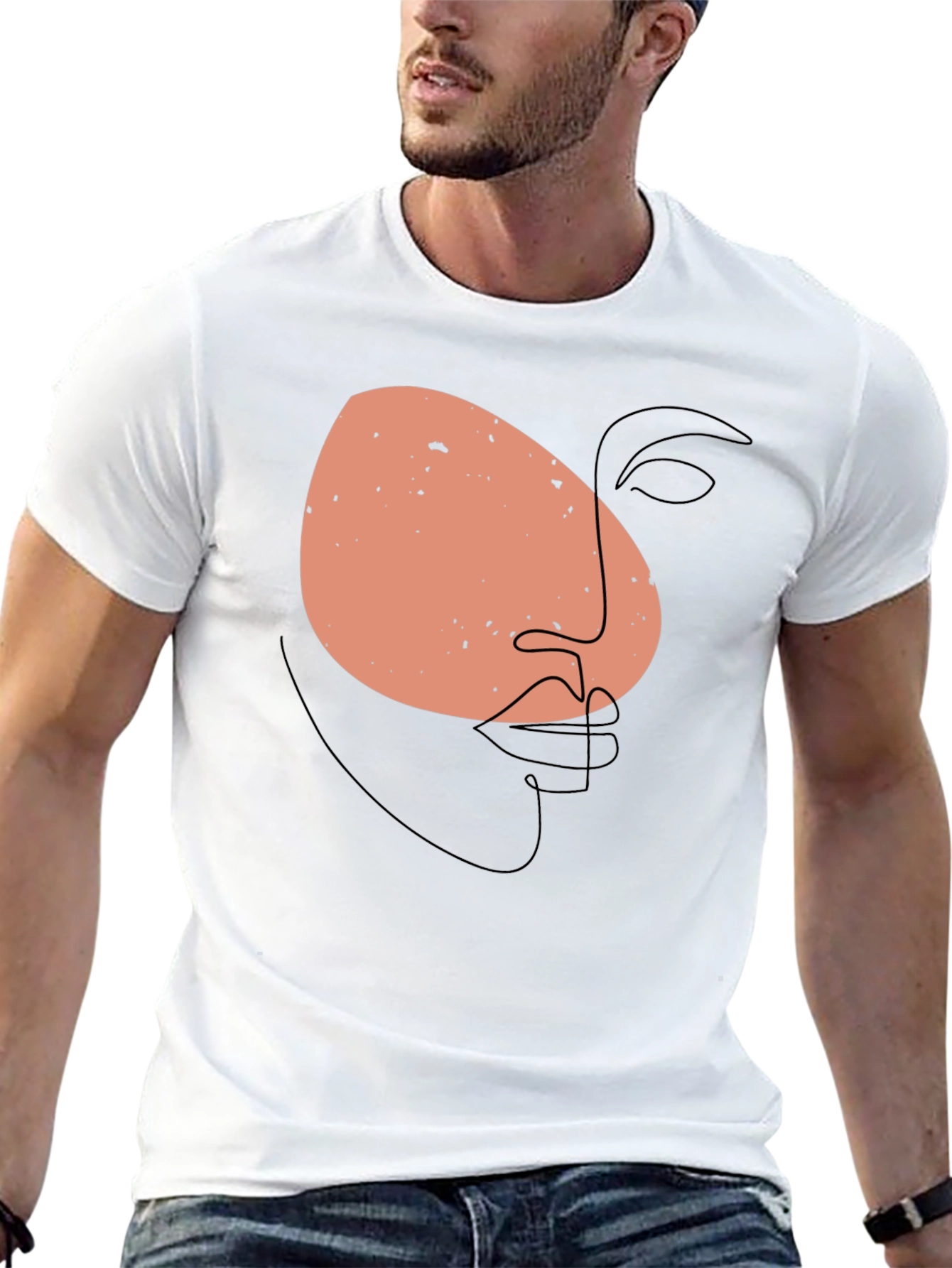 Abstract Face Graphic Black T-Shirt