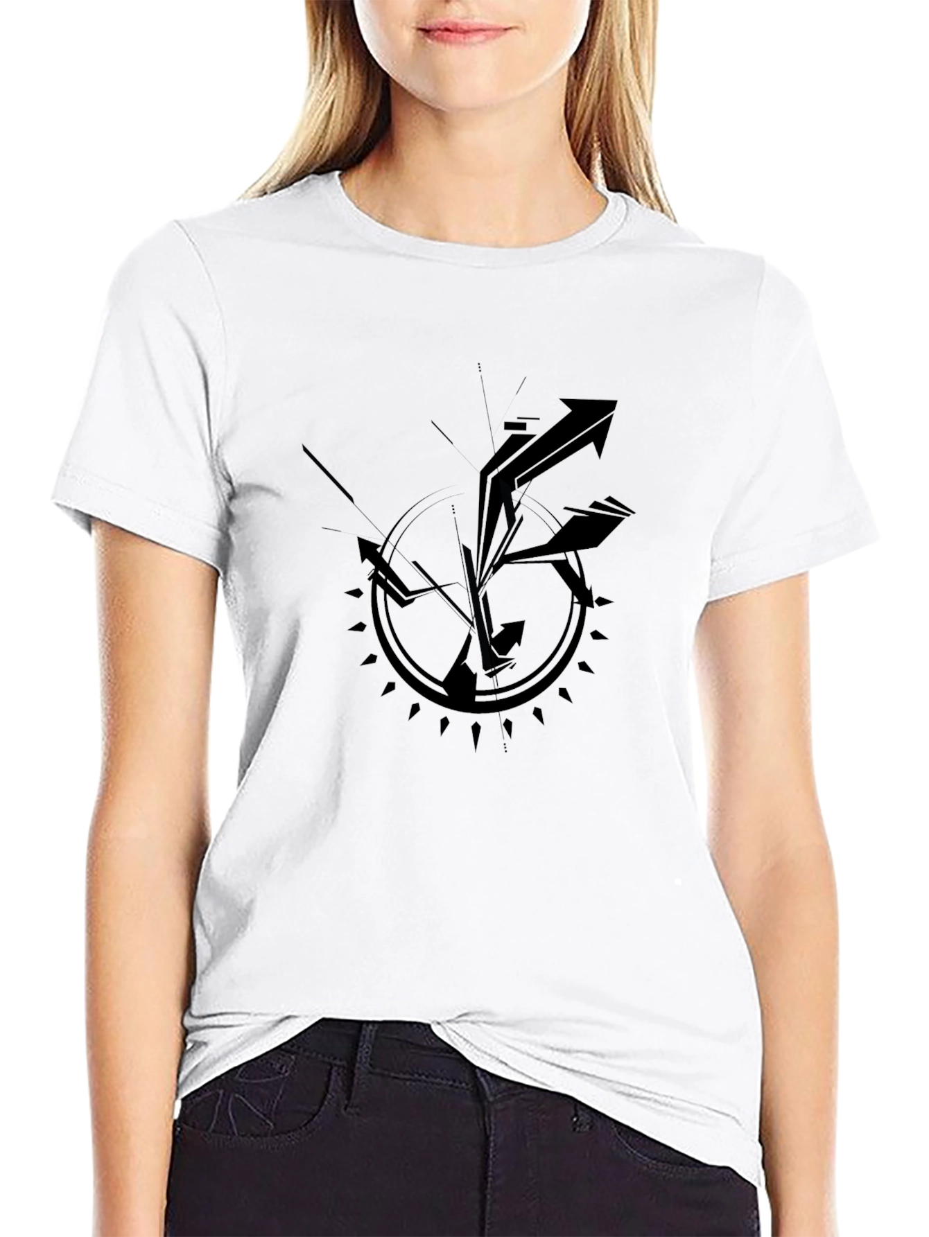 Abstract Arrow Graphic Black T-Shirt