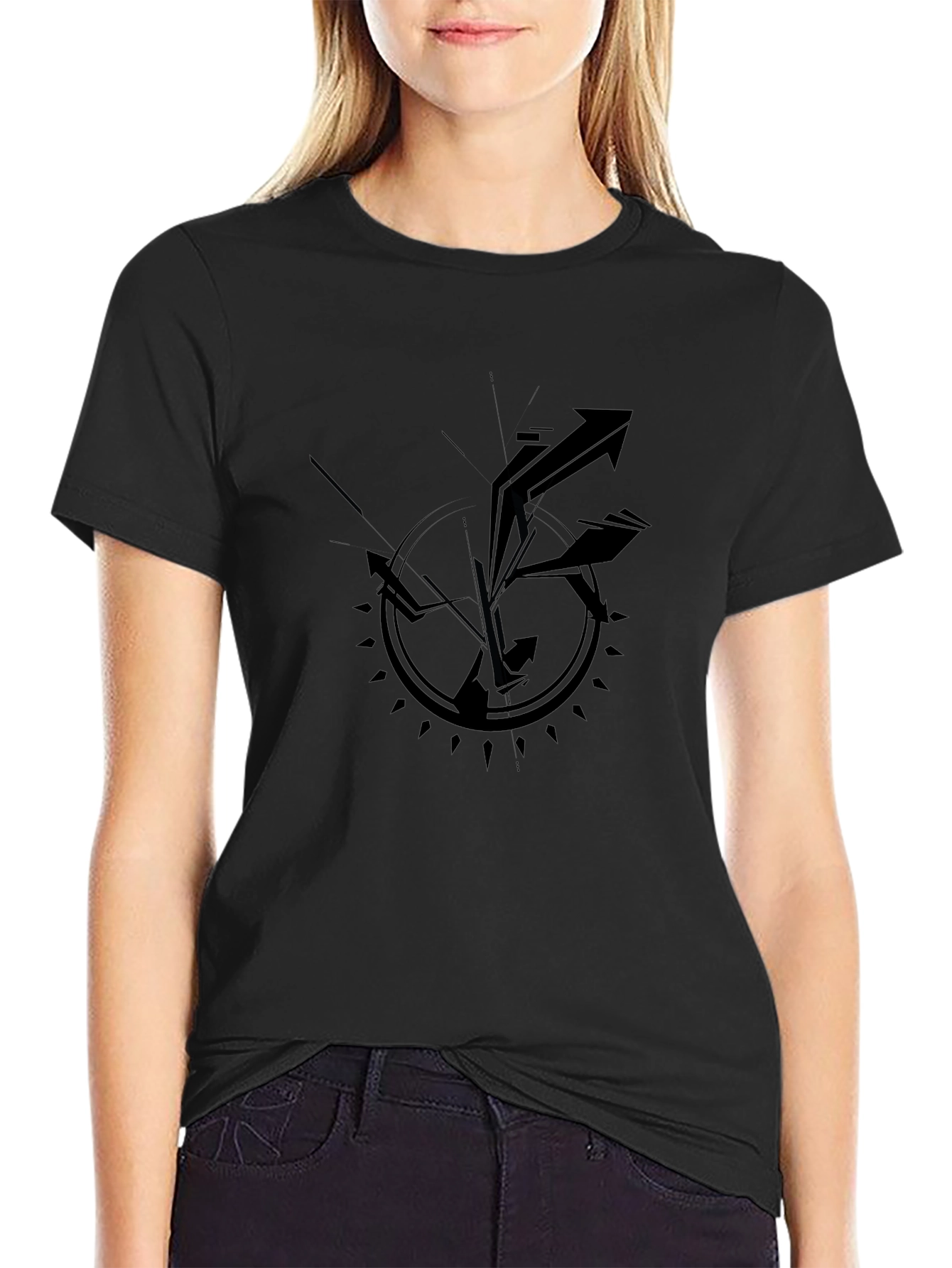 Abstract Arrow Graphic Black T-Shirt