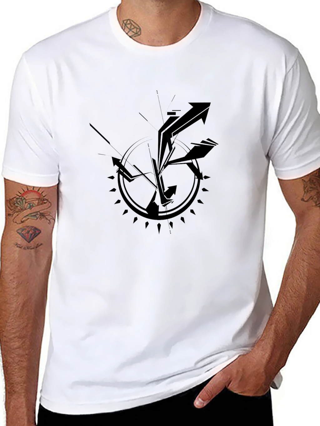 Abstract Arrow Graphic Black T-Shirt