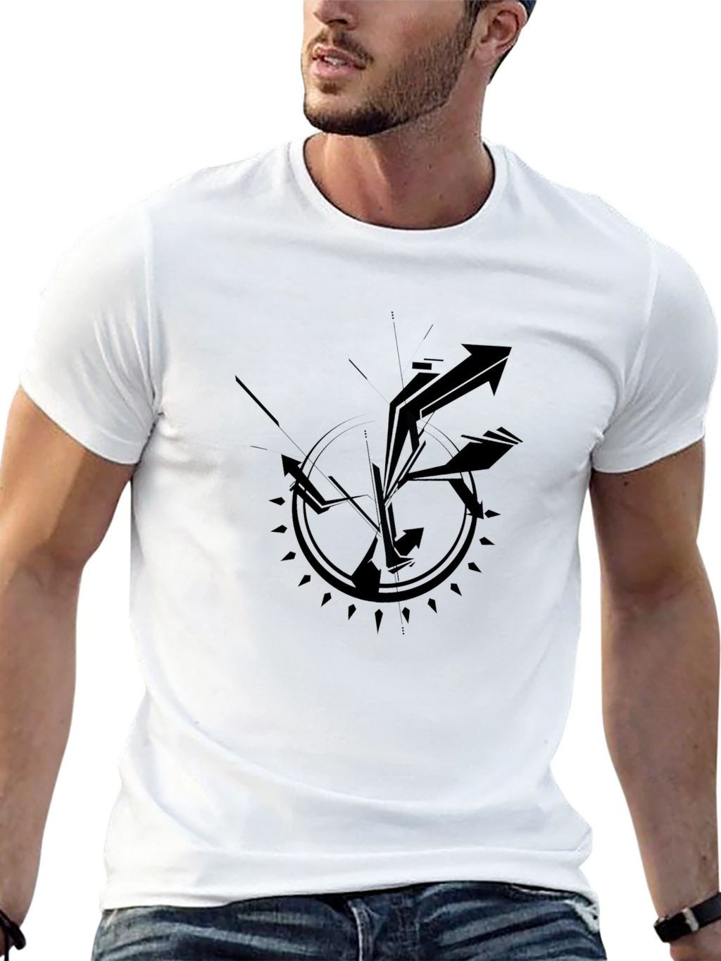 Abstract Arrow Graphic Black T-Shirt