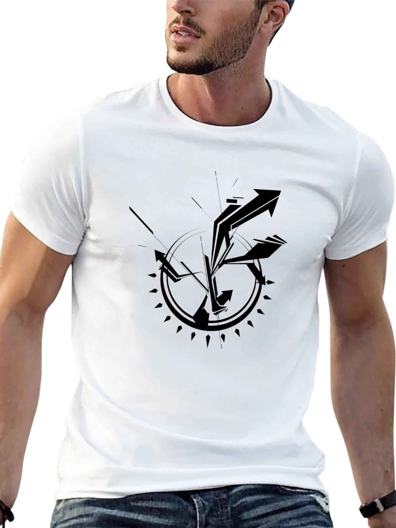 Abstract Arrow Graphic Black T-Shirt