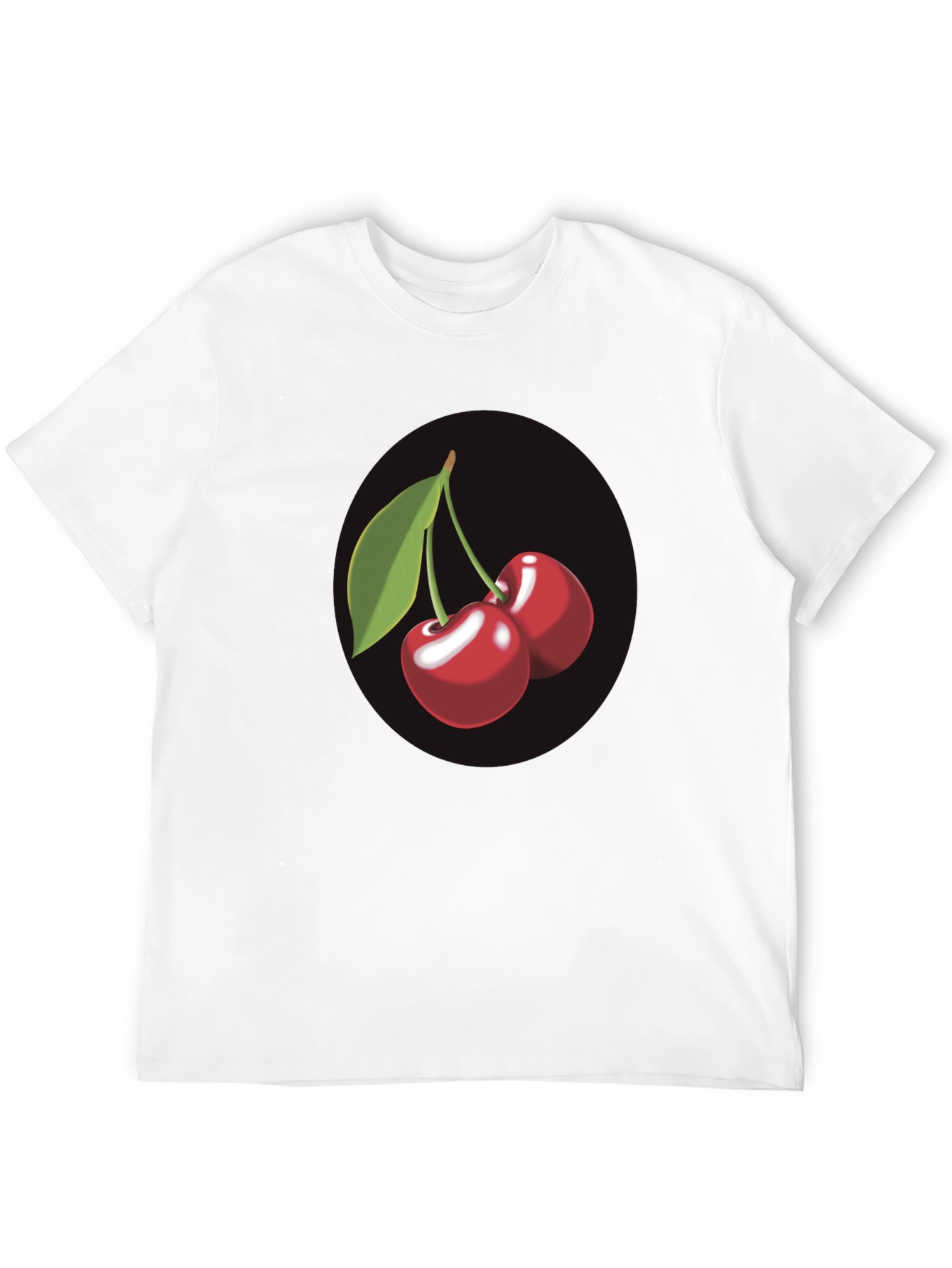 Black Cherry Print T-Shirt - Casual & Stylish