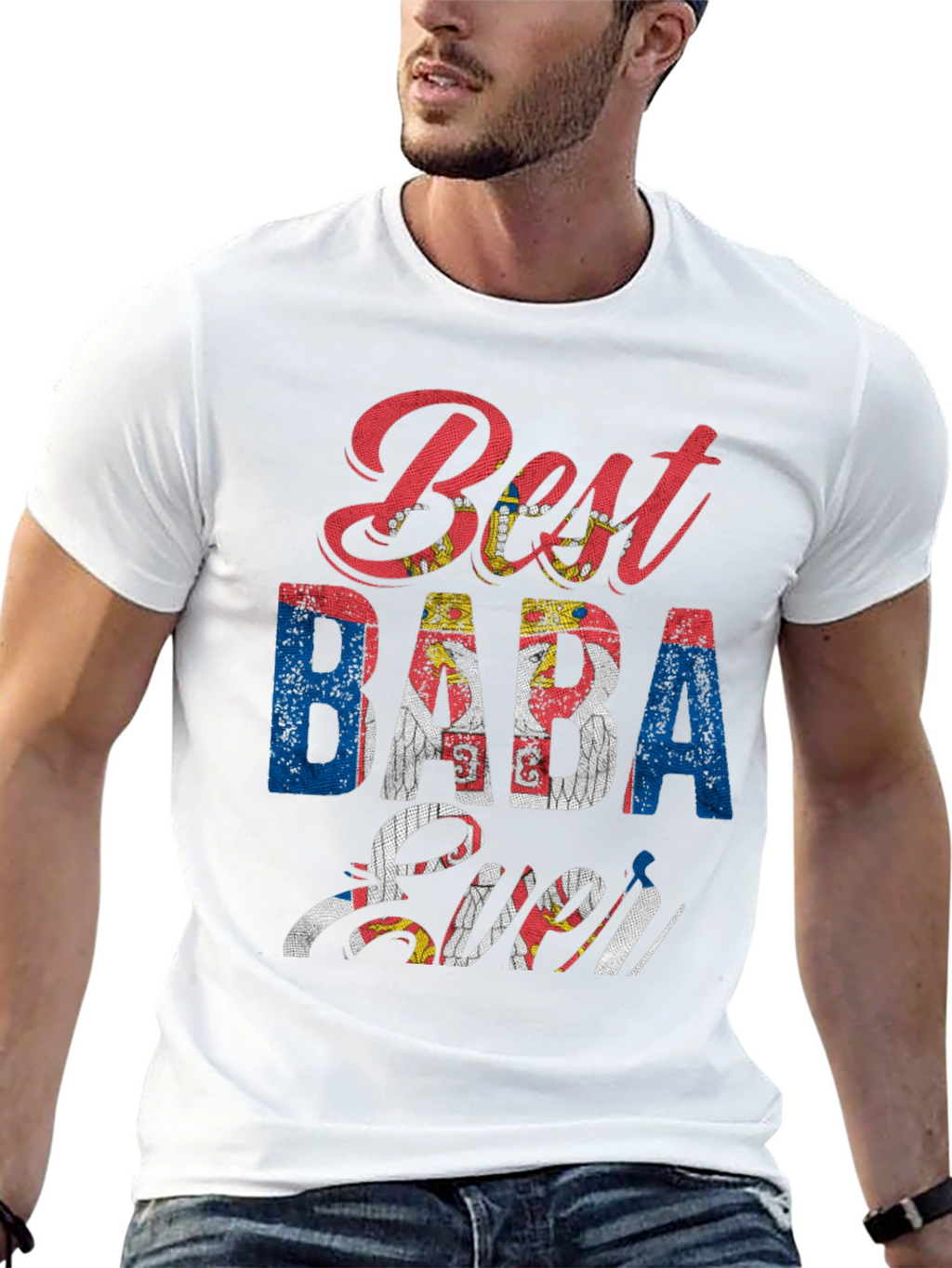 Best Baba Ever Serbian Flag T-Shirt