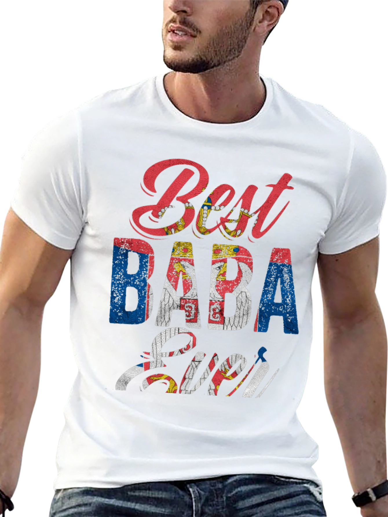 Best Baba Ever Serbian Flag T-Shirt
