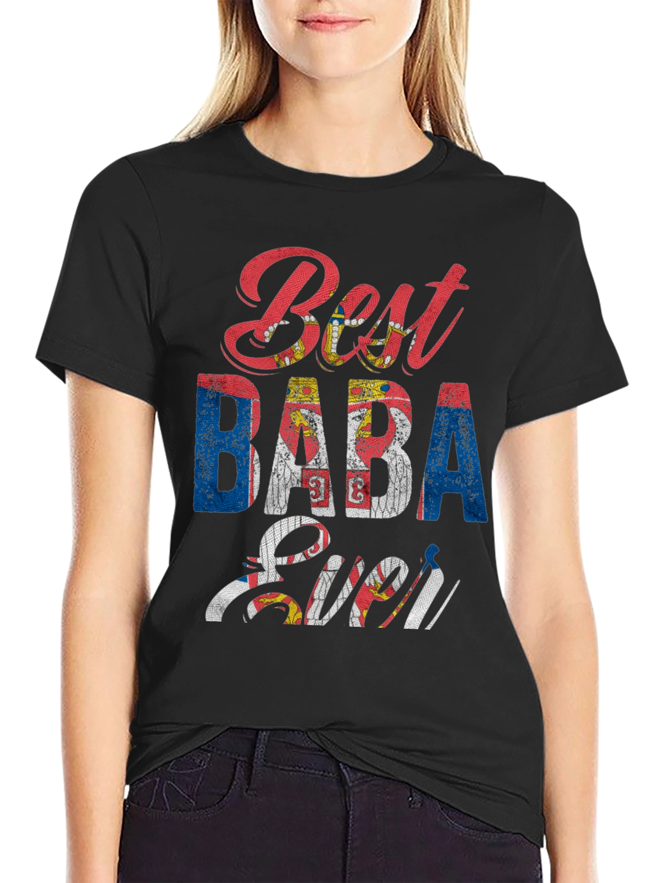 Best Baba Ever Serbian Flag T-Shirt