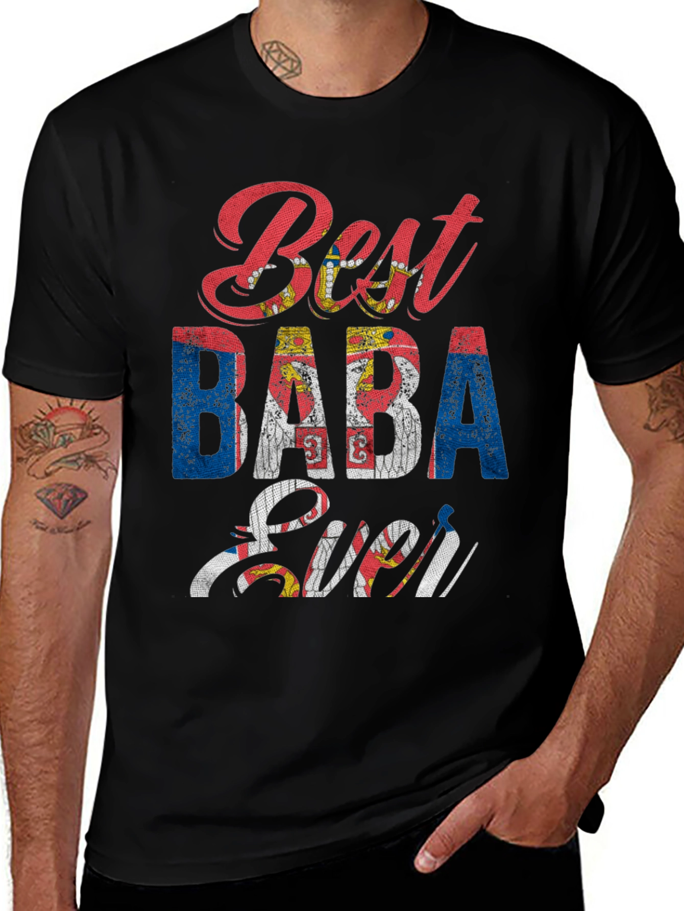 Best Baba Ever Serbian Flag T-Shirt