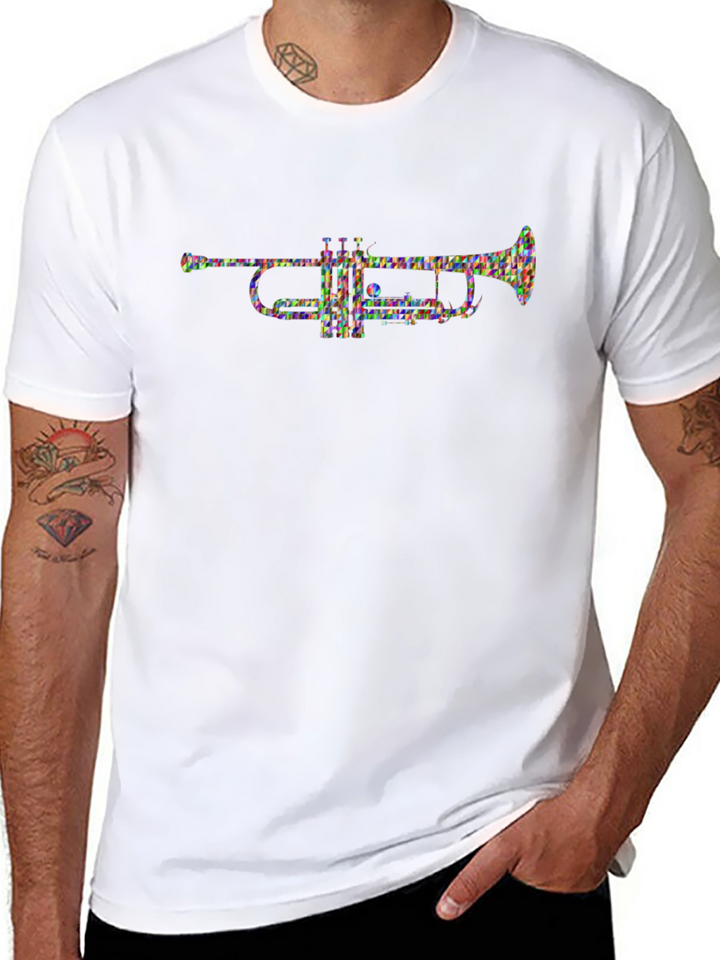 Abstract Trumpet Graphic T-Shirt - Black