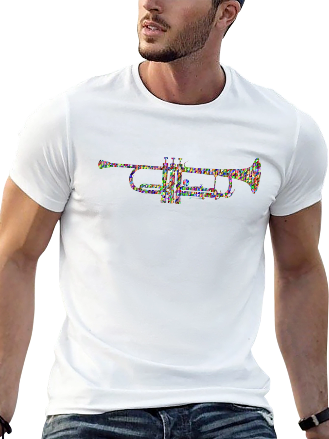 Abstract Trumpet Graphic T-Shirt - Black