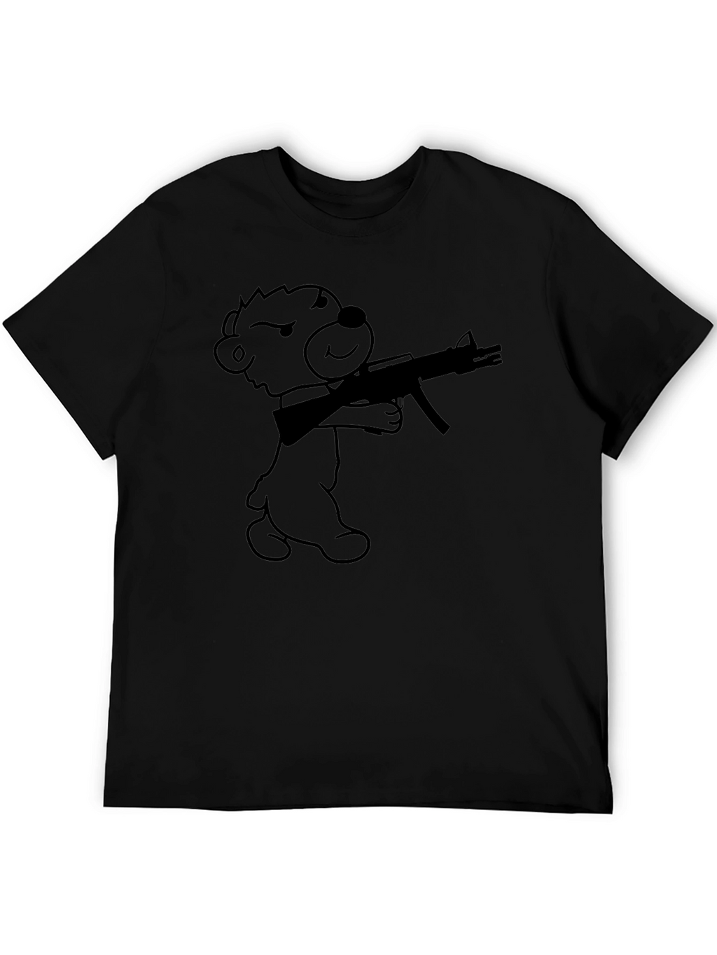 Bear With Gun Graphic T-Shirt - Black