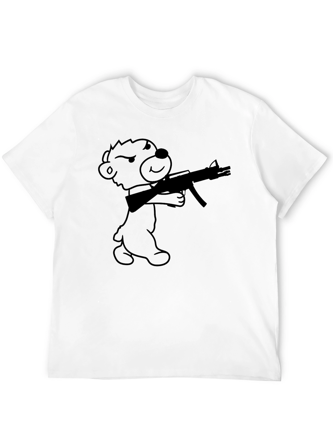 Bear With Gun Graphic T-Shirt - Black