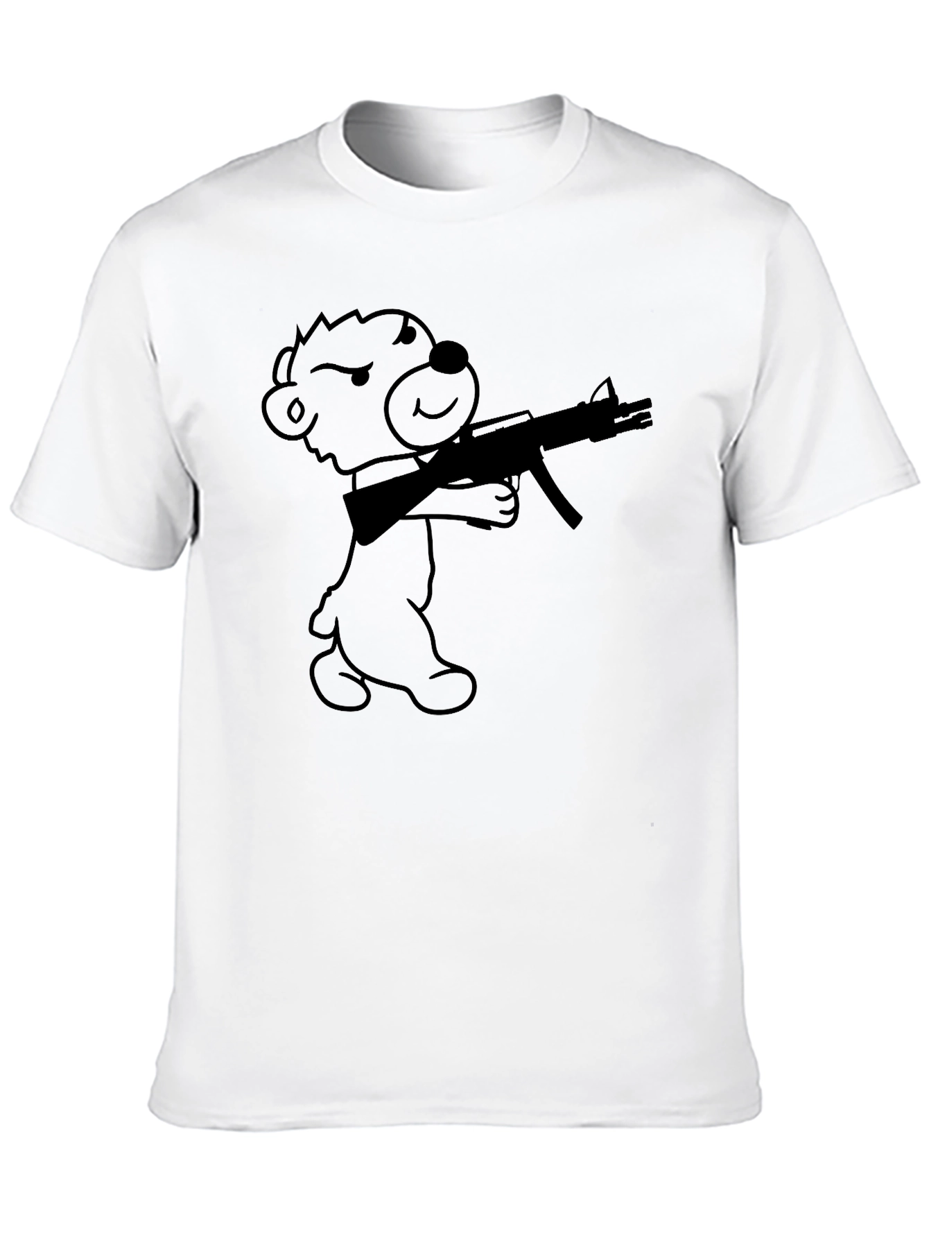 Bear With Gun Graphic T-Shirt - Black
