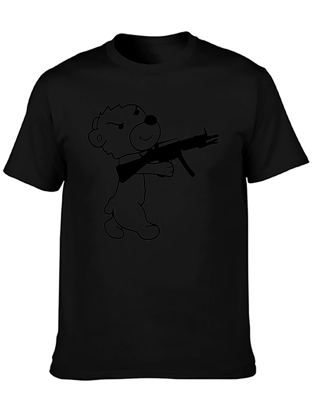 Bear With Gun Graphic T-Shirt - Black