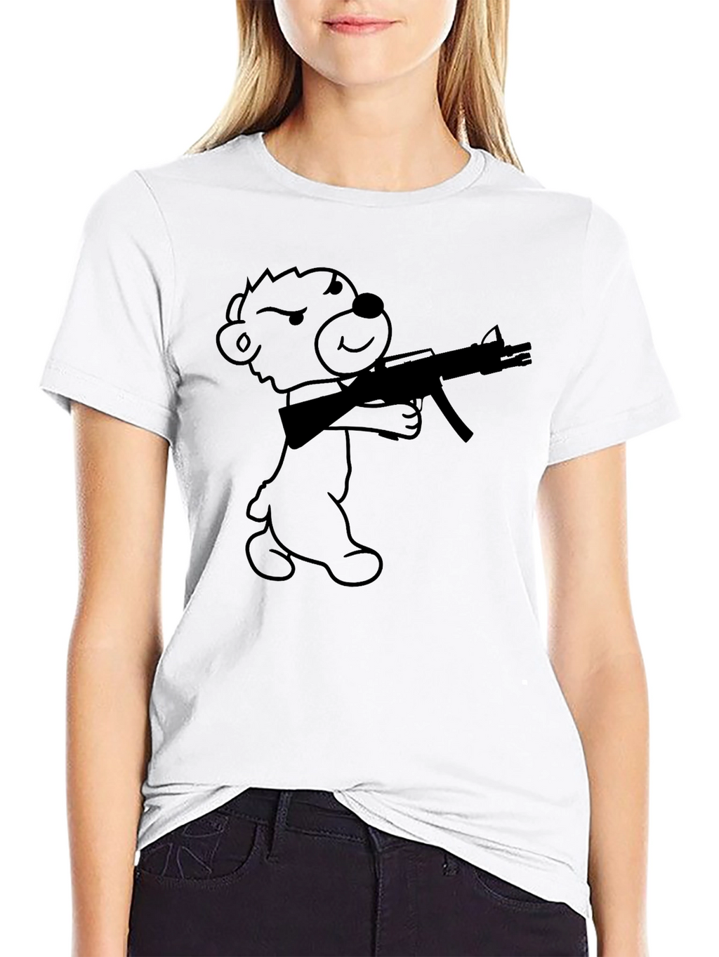 Bear With Gun Graphic T-Shirt - Black
