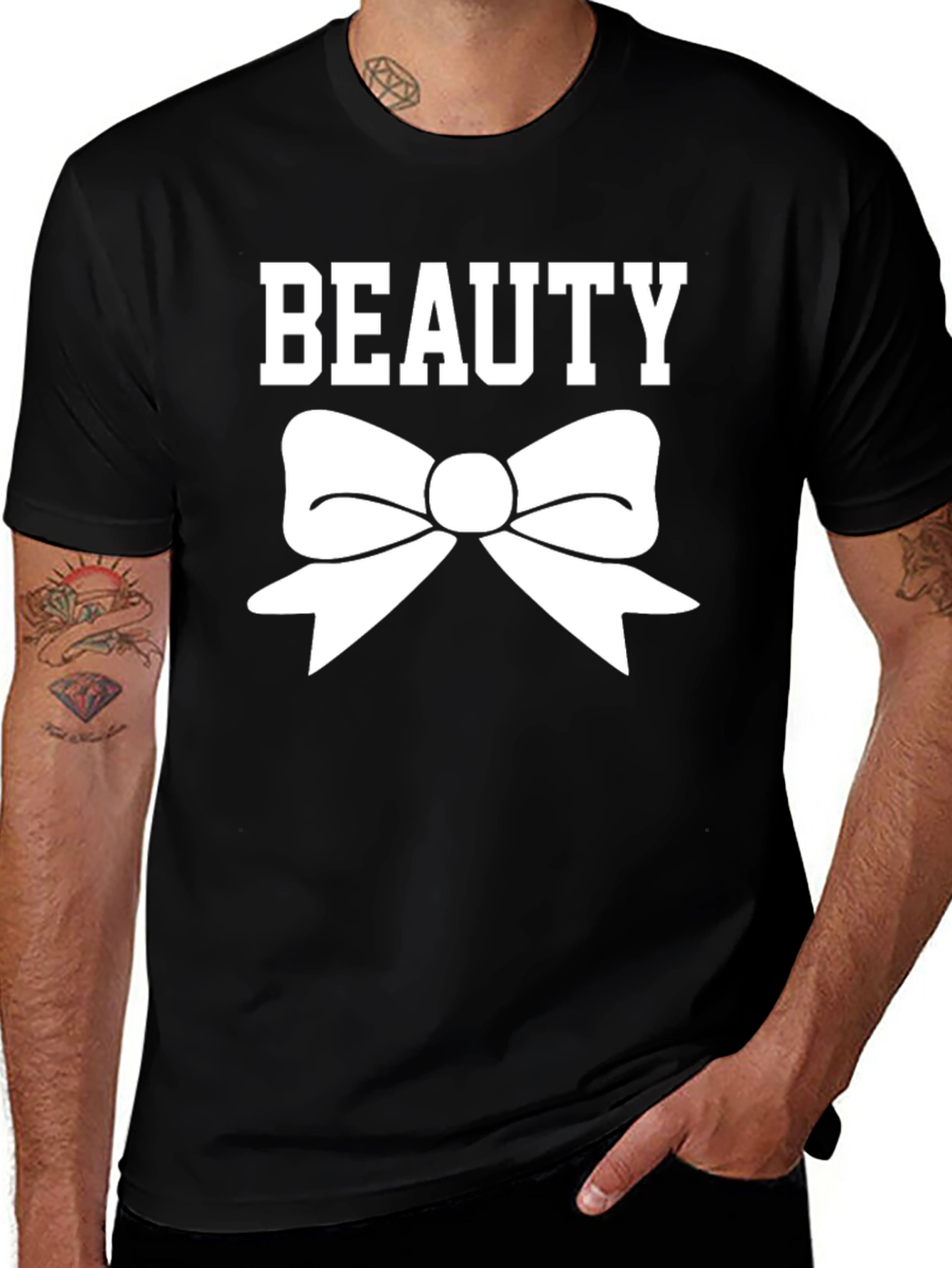 Beauty Bow T-Shirt - Mens Black Graphic Tee