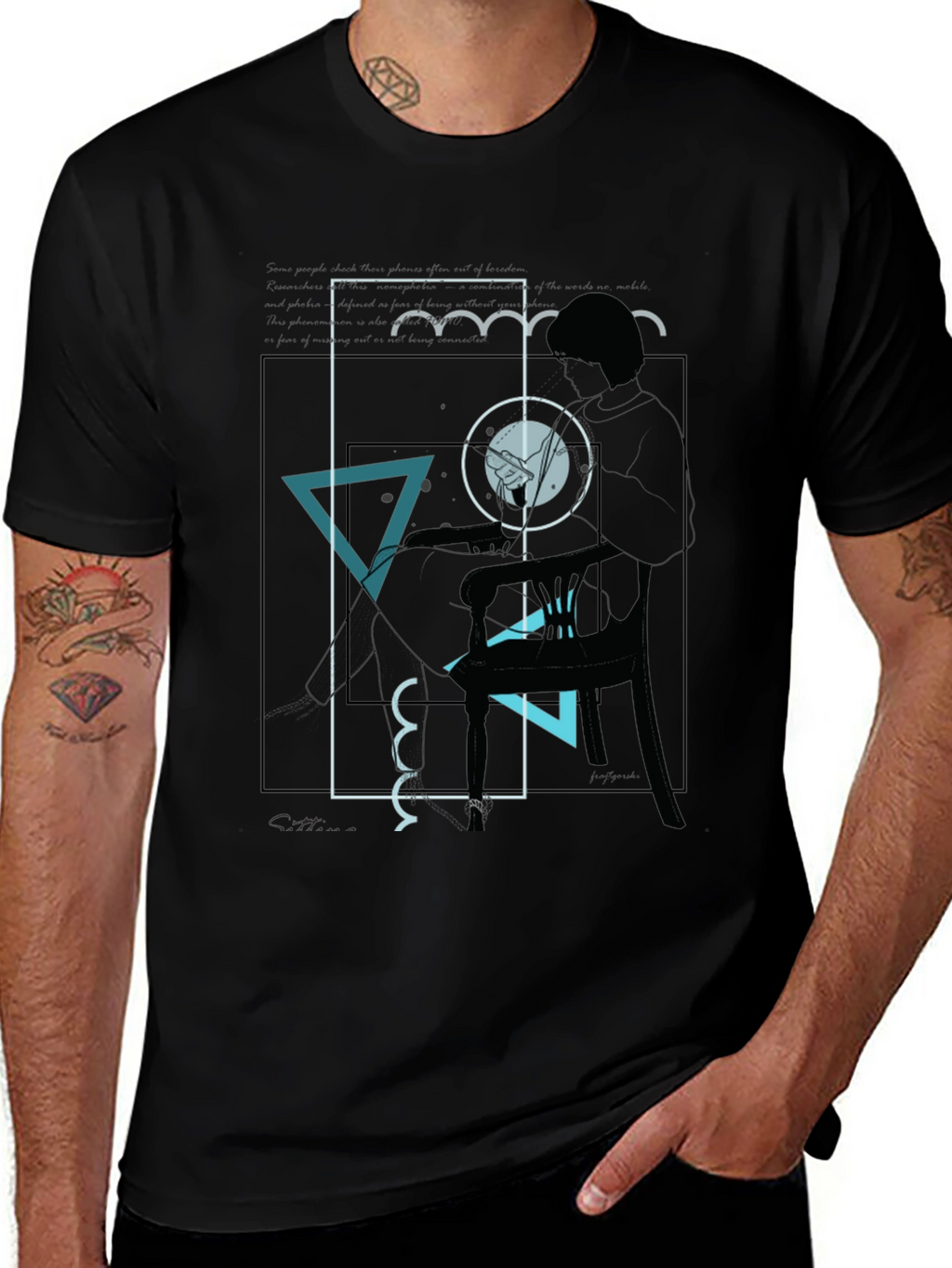 Abstract Graphic Tee - Mens Black T-Shirt