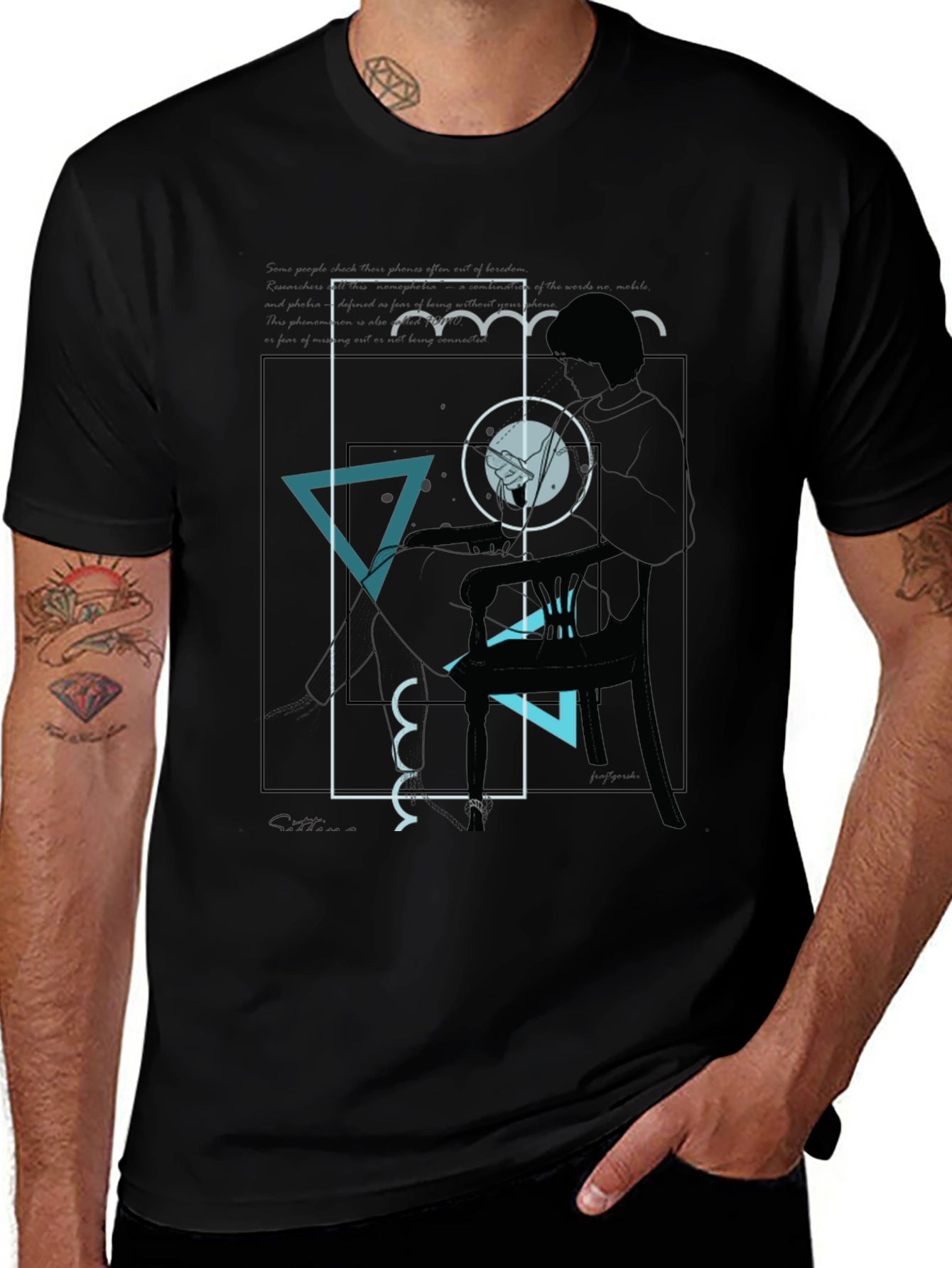 Abstract Graphic Tee - Mens Black T-Shirt