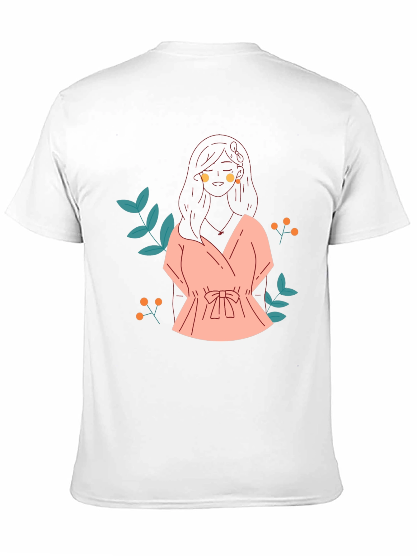 Black T-Shirt with Girl in Pink Dress Graphic Print