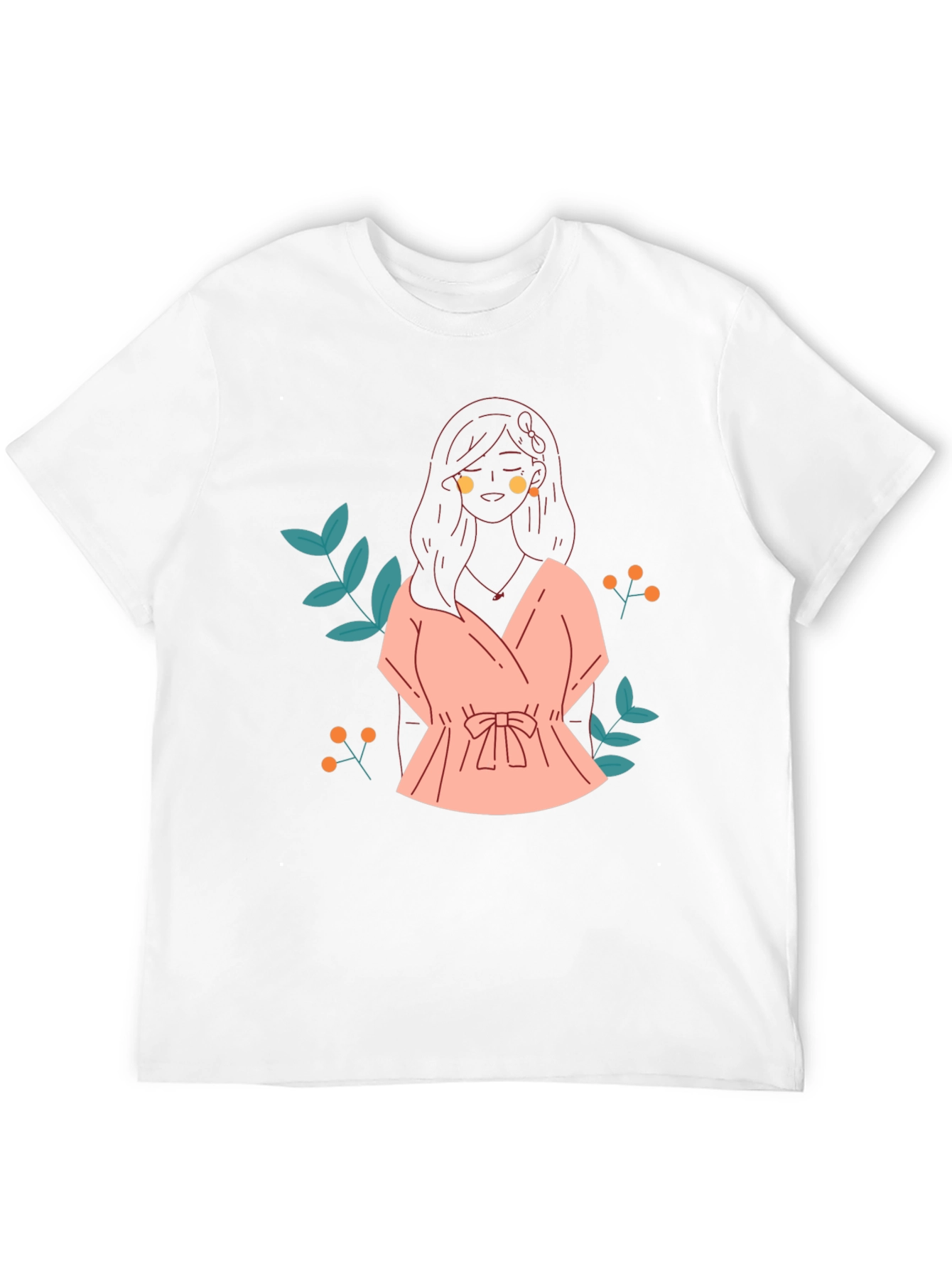 Black T-Shirt with Girl in Pink Dress Graphic Print