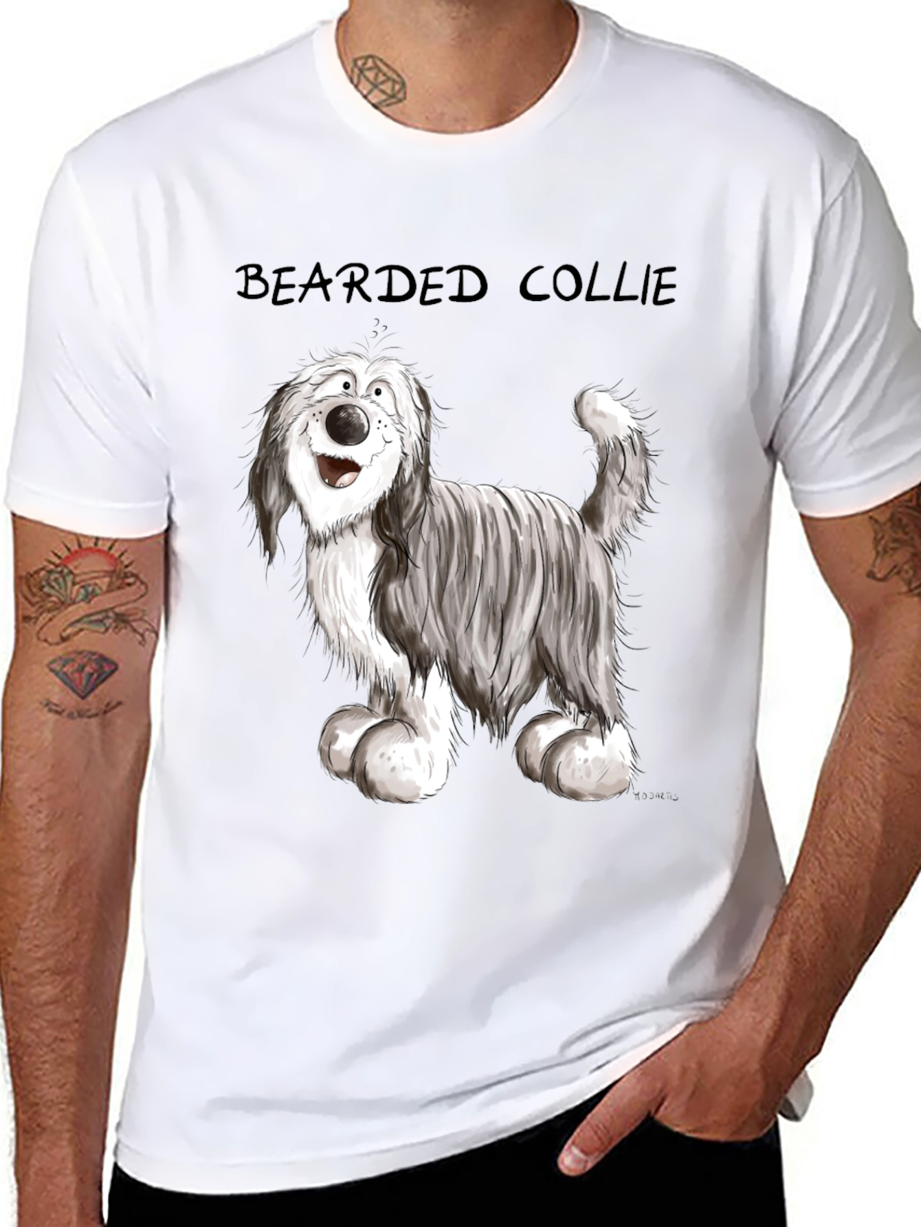 Bearded Collie Cartoon T-Shirt