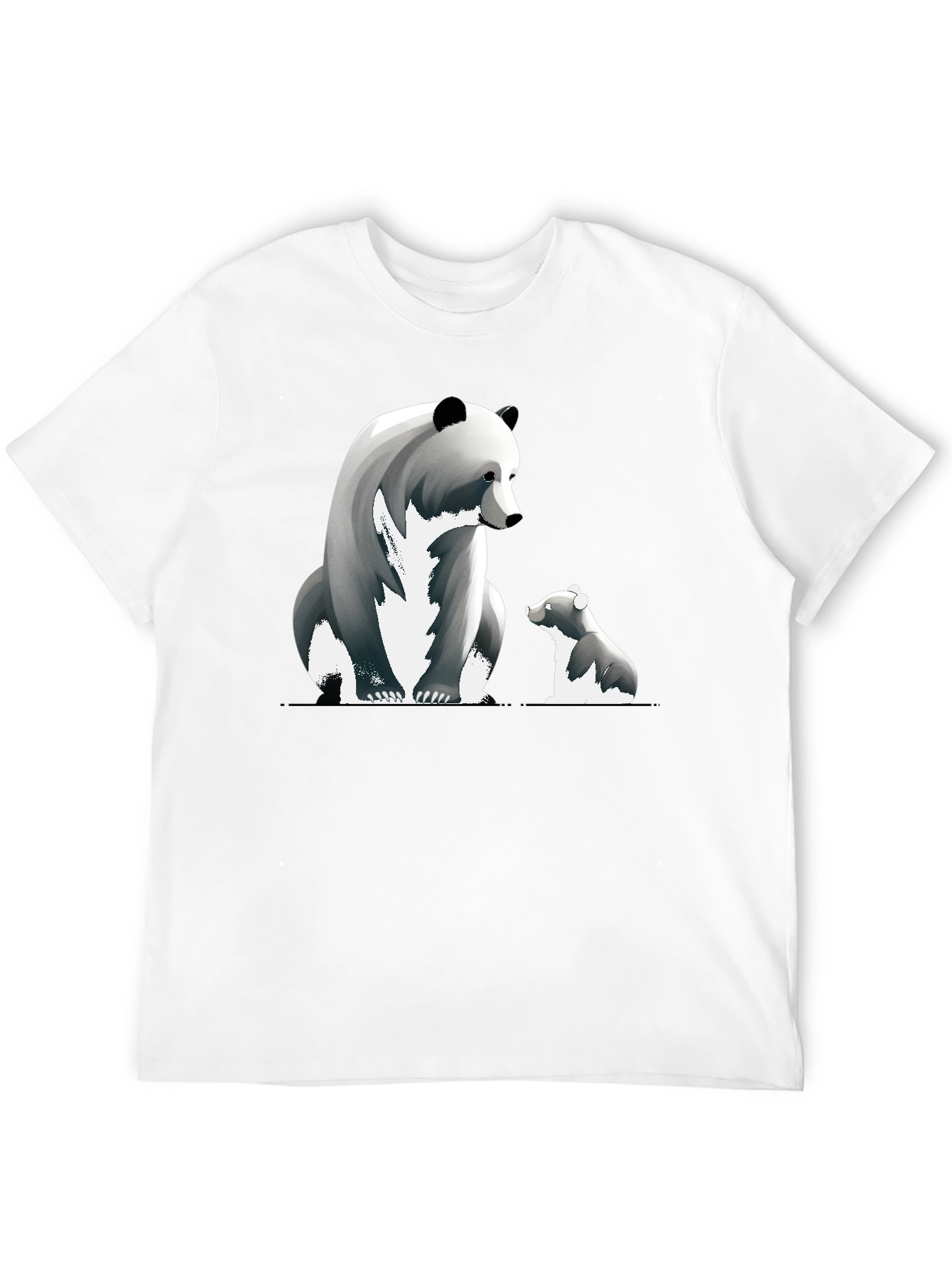 Bear & Cub Graphic T-Shirt - Stylish Black Tee