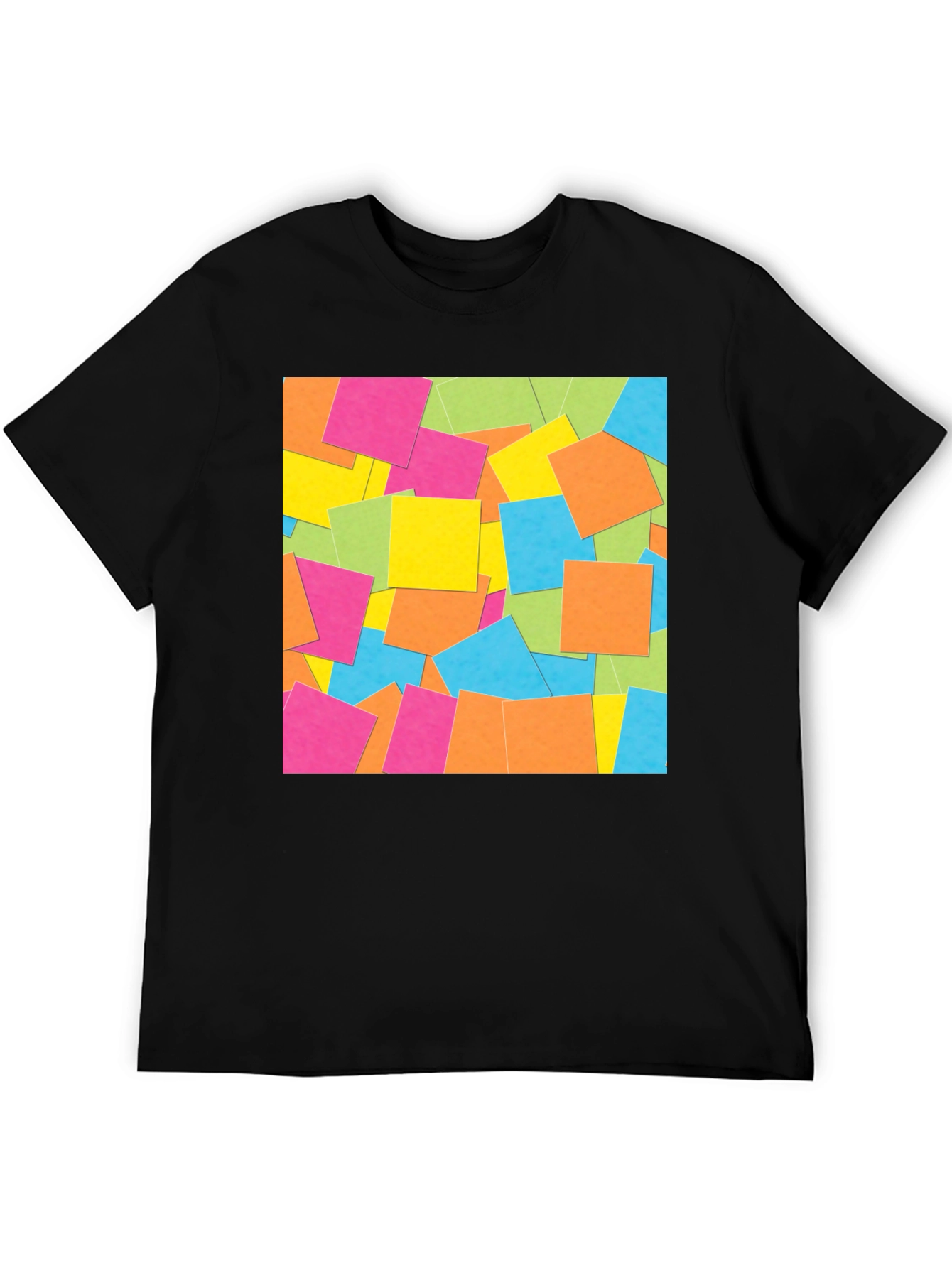 Abstract Square Pattern Black T-Shirt
