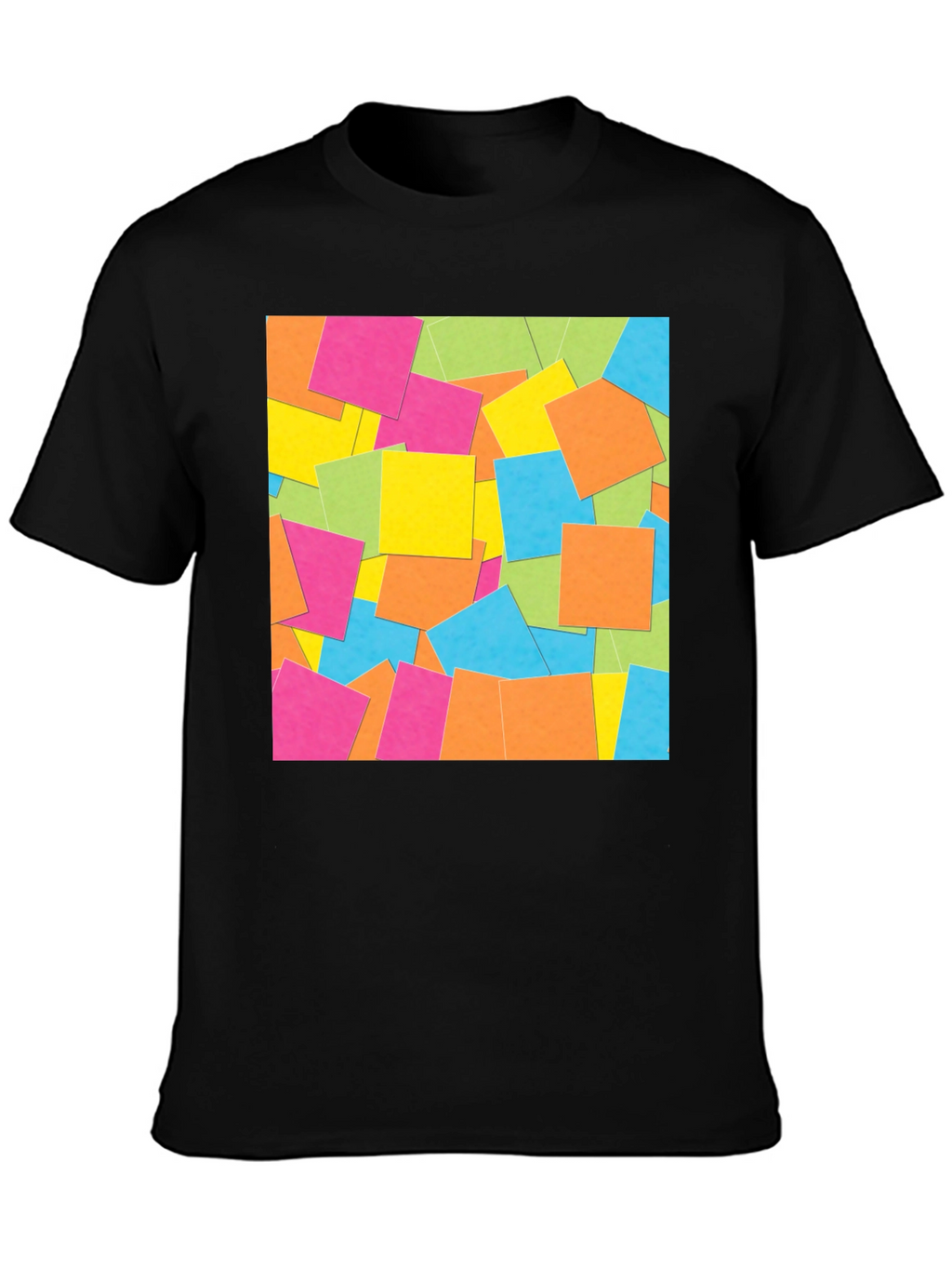 Abstract Square Pattern Black T-Shirt