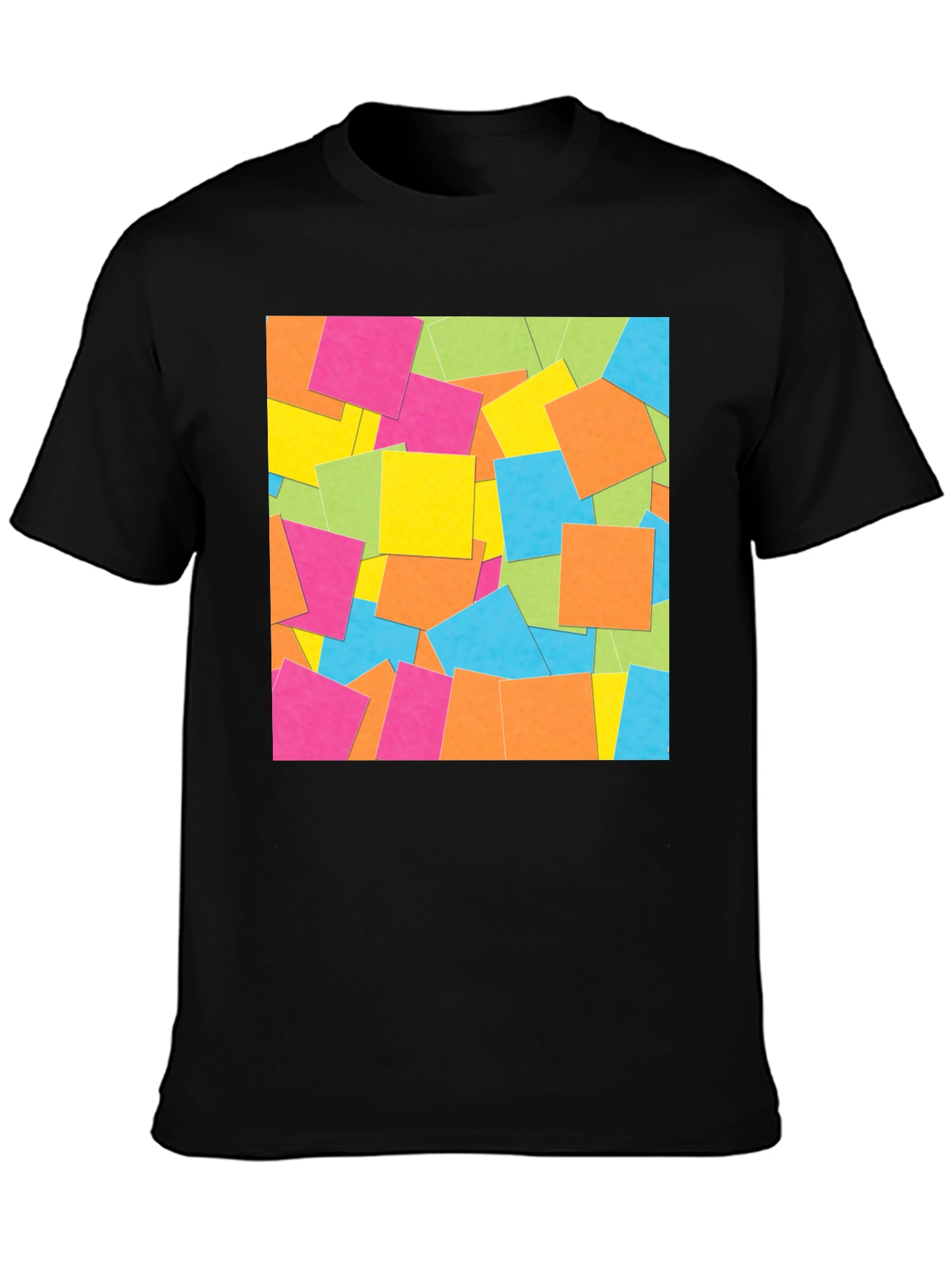 Abstract Square Pattern Black T-Shirt