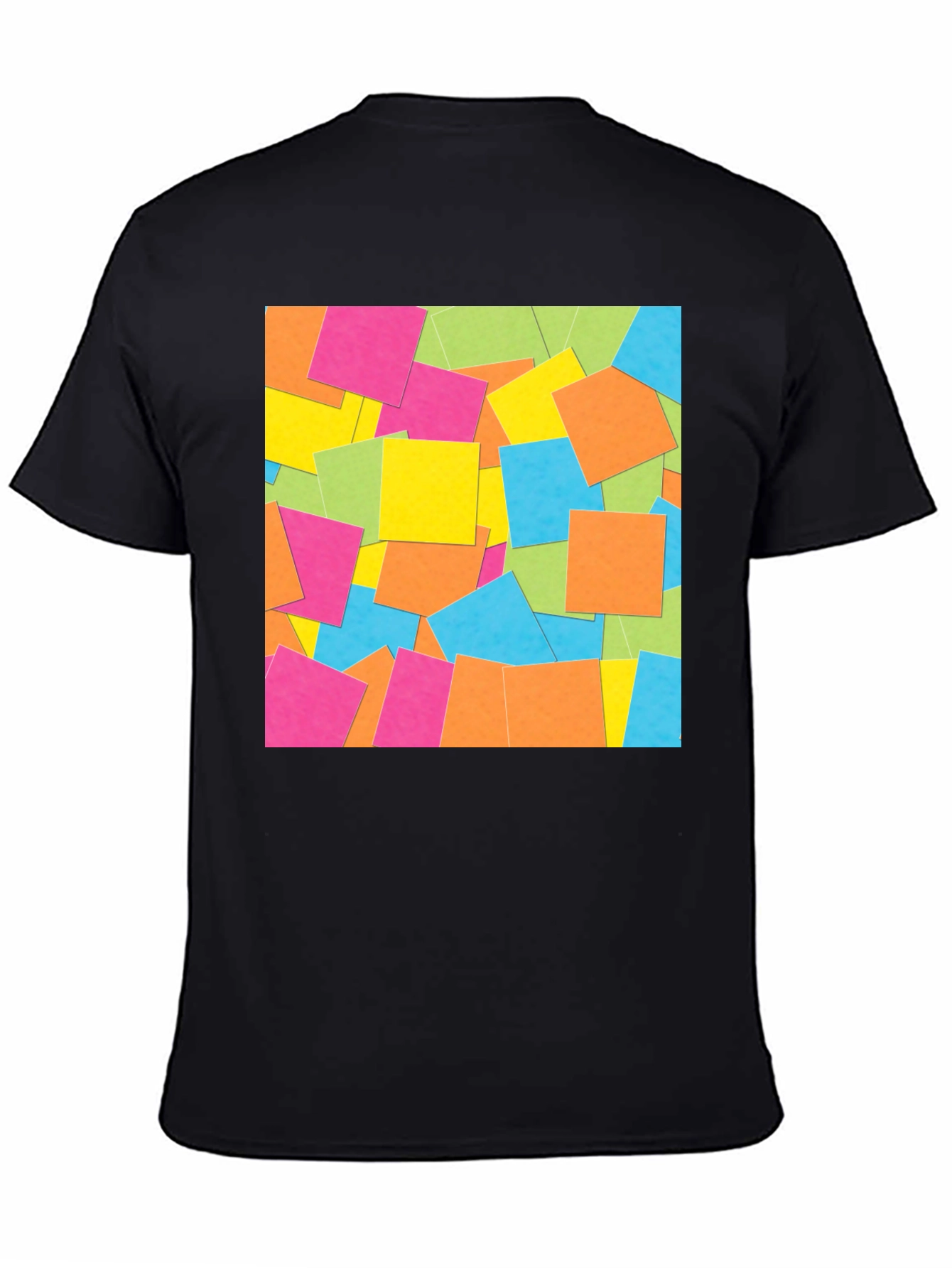 Abstract Square Pattern Black T-Shirt