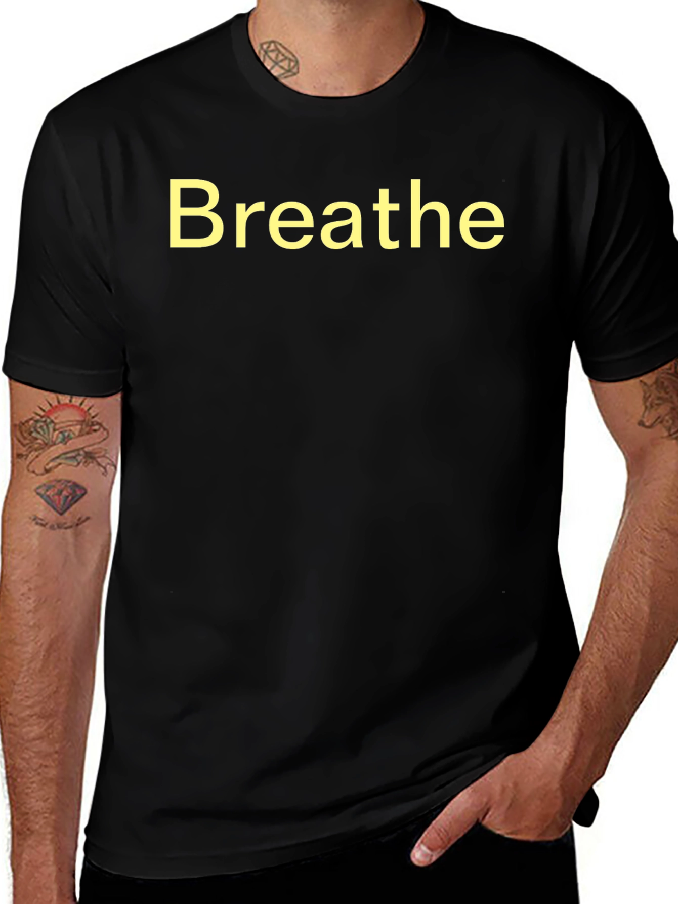 Breathe Graphic Tee - Black Cotton Comfort