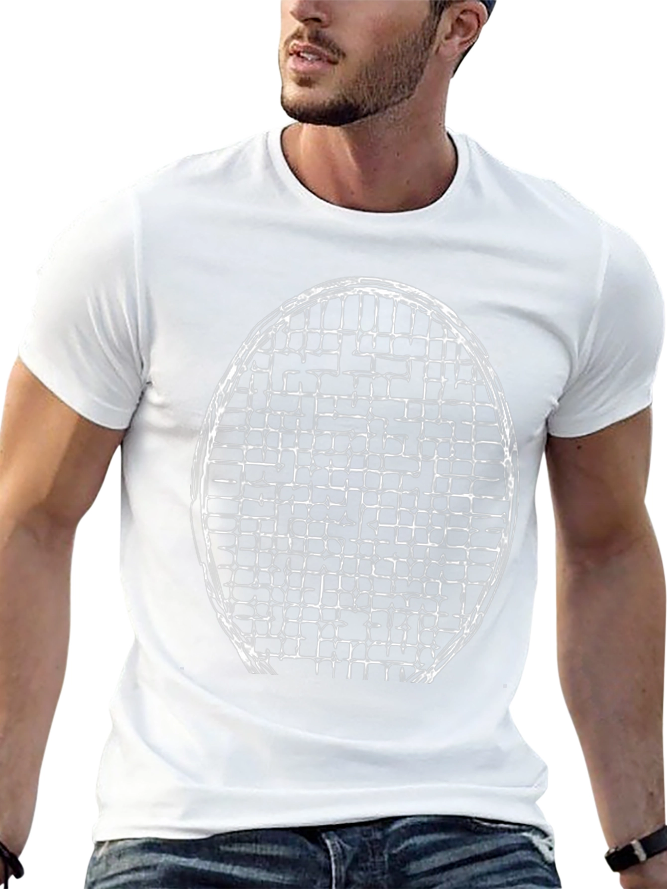 Abstract Grid Graphic Tee - Stylish Mens Black T-Shirt