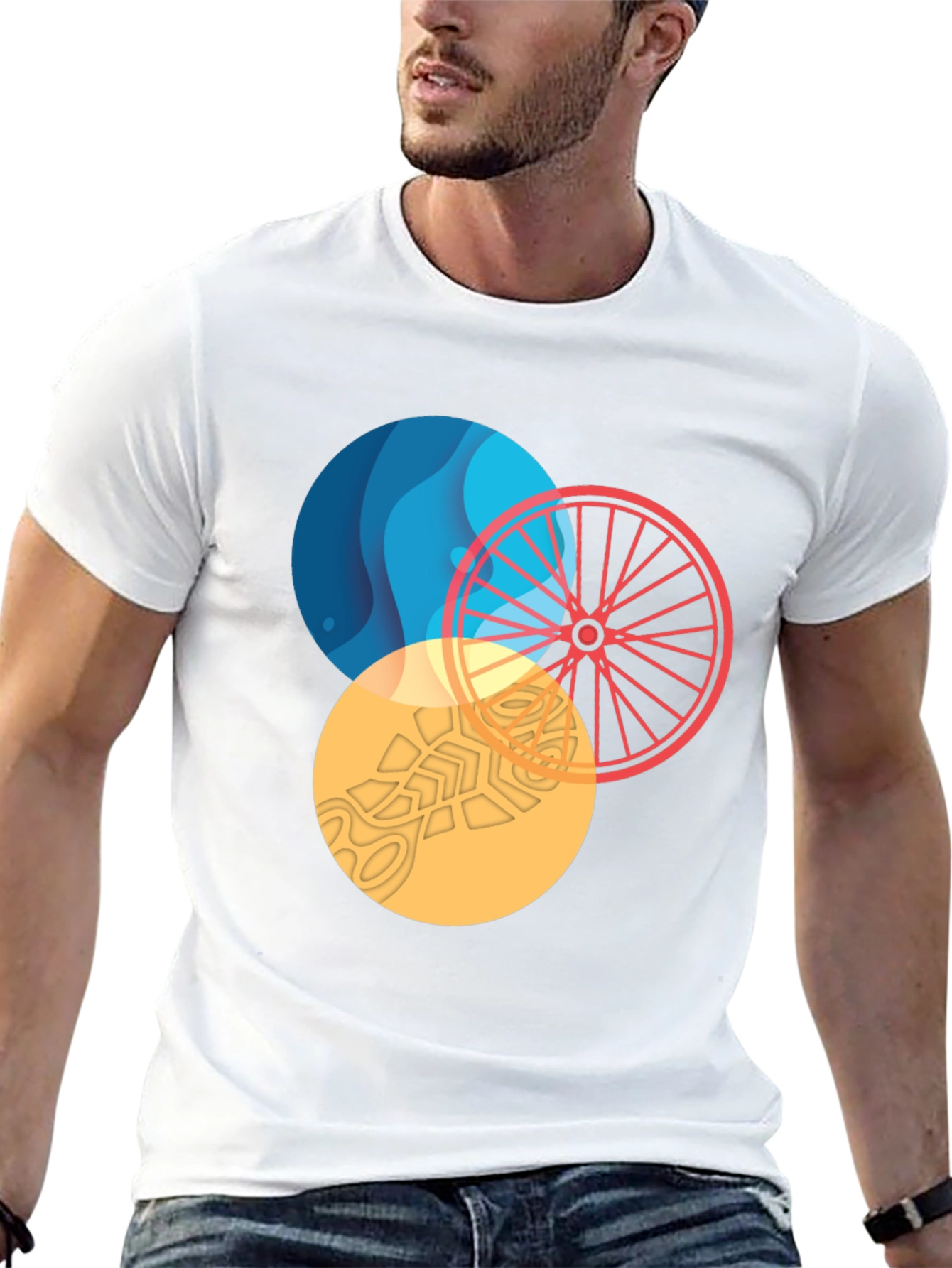 Abstract Circle Graphic Tee - Stylish Mens T-Shirt