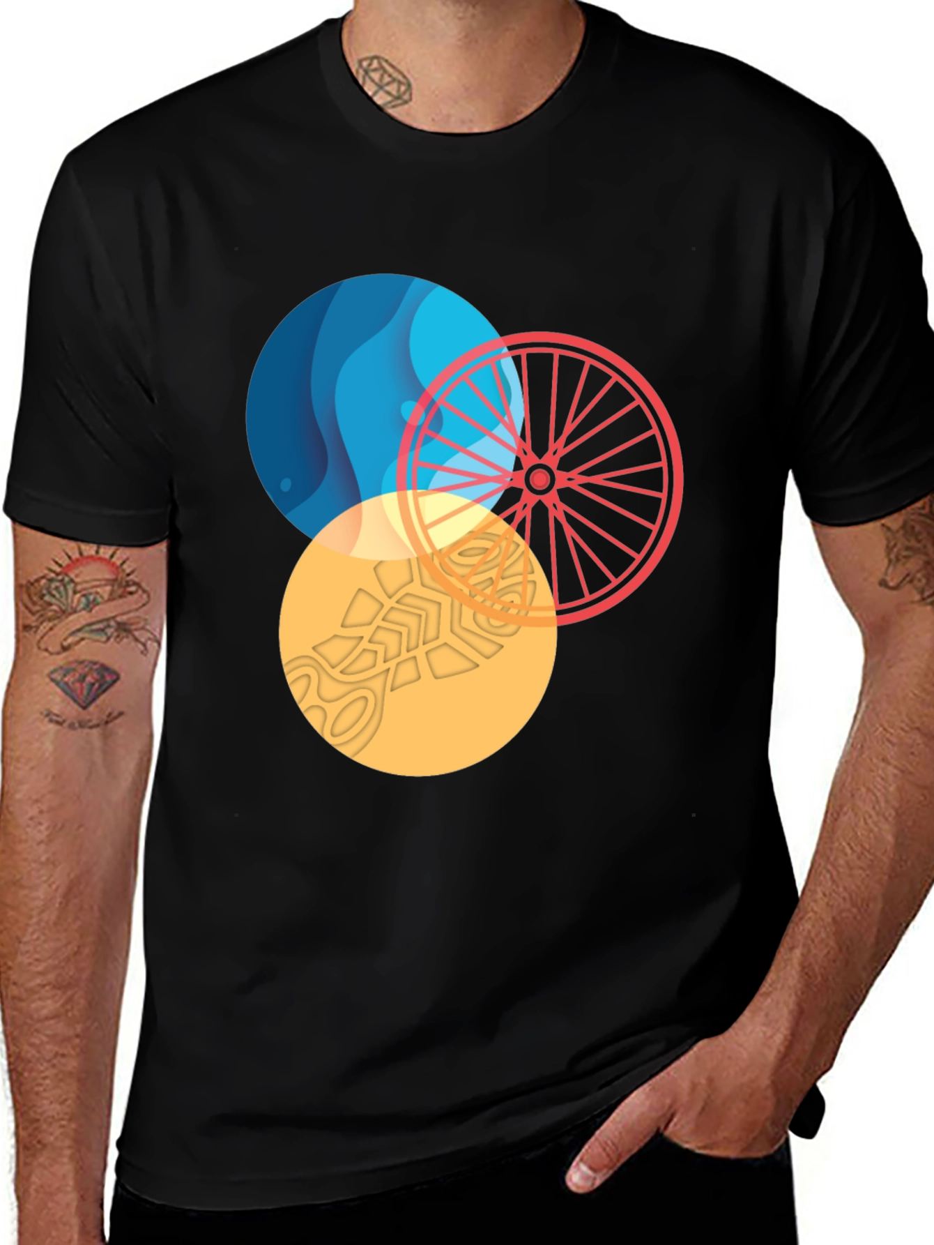Abstract Circle Graphic Tee - Stylish Mens T-Shirt