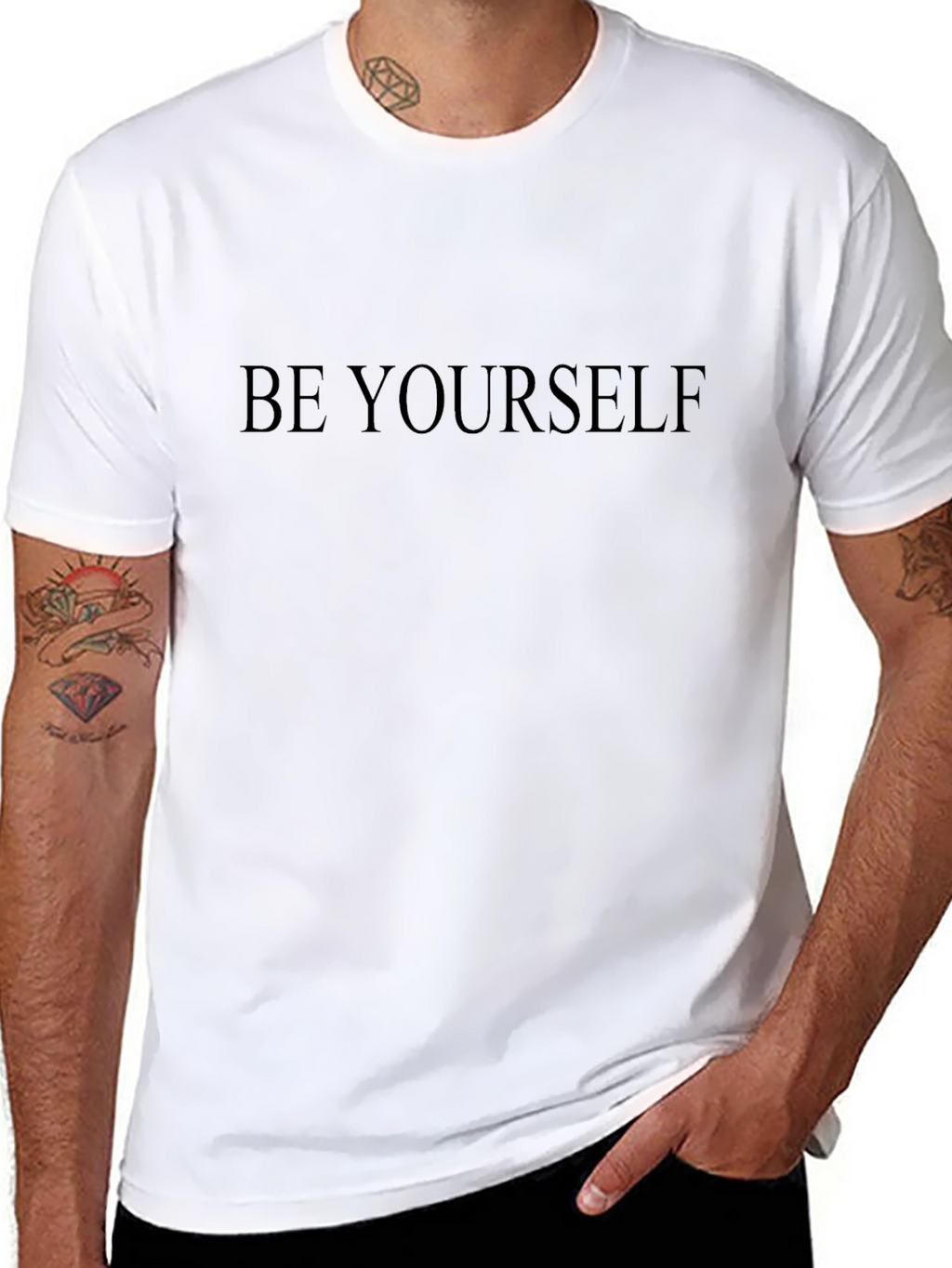 Be Yourself Black Cotton Tee