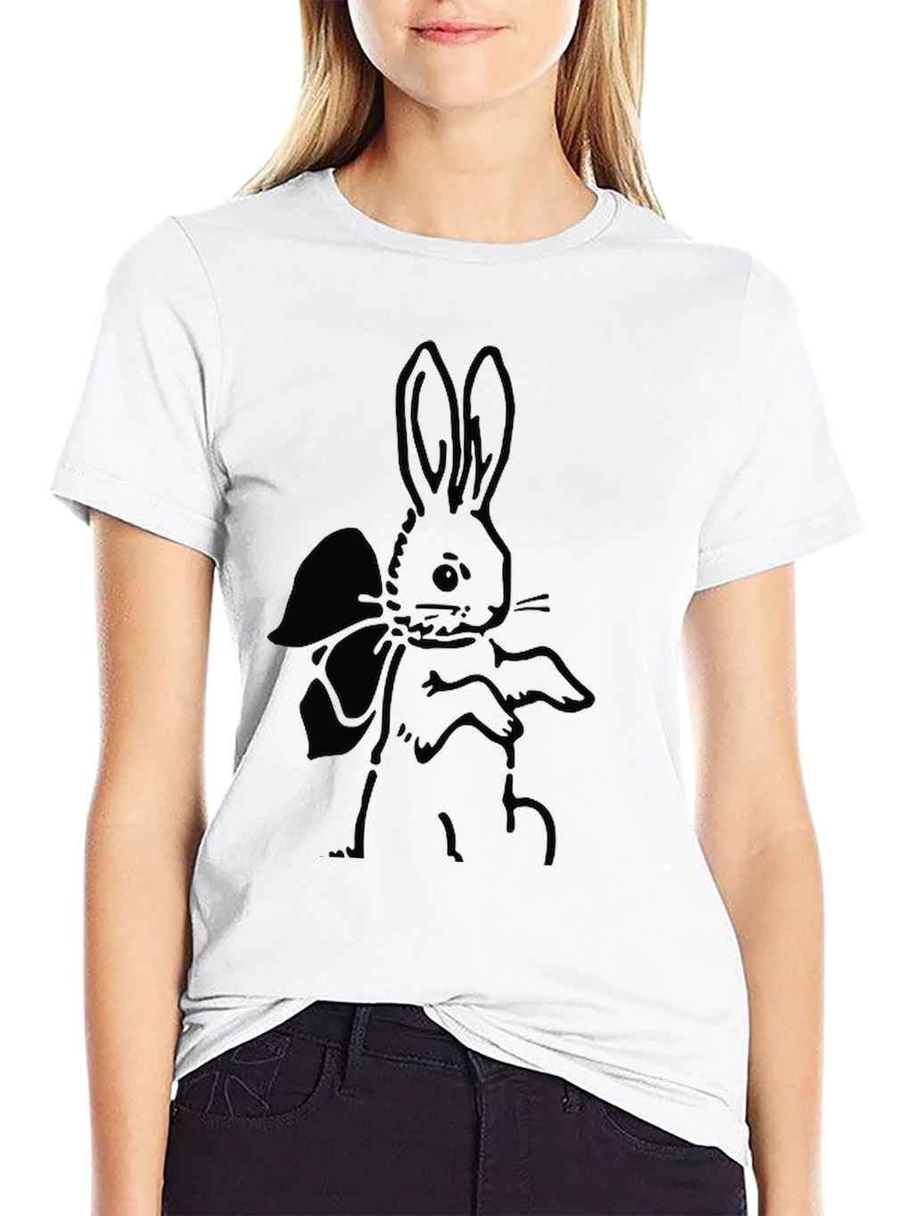 Bunny Bow T-Shirt - Unisex Black Tee