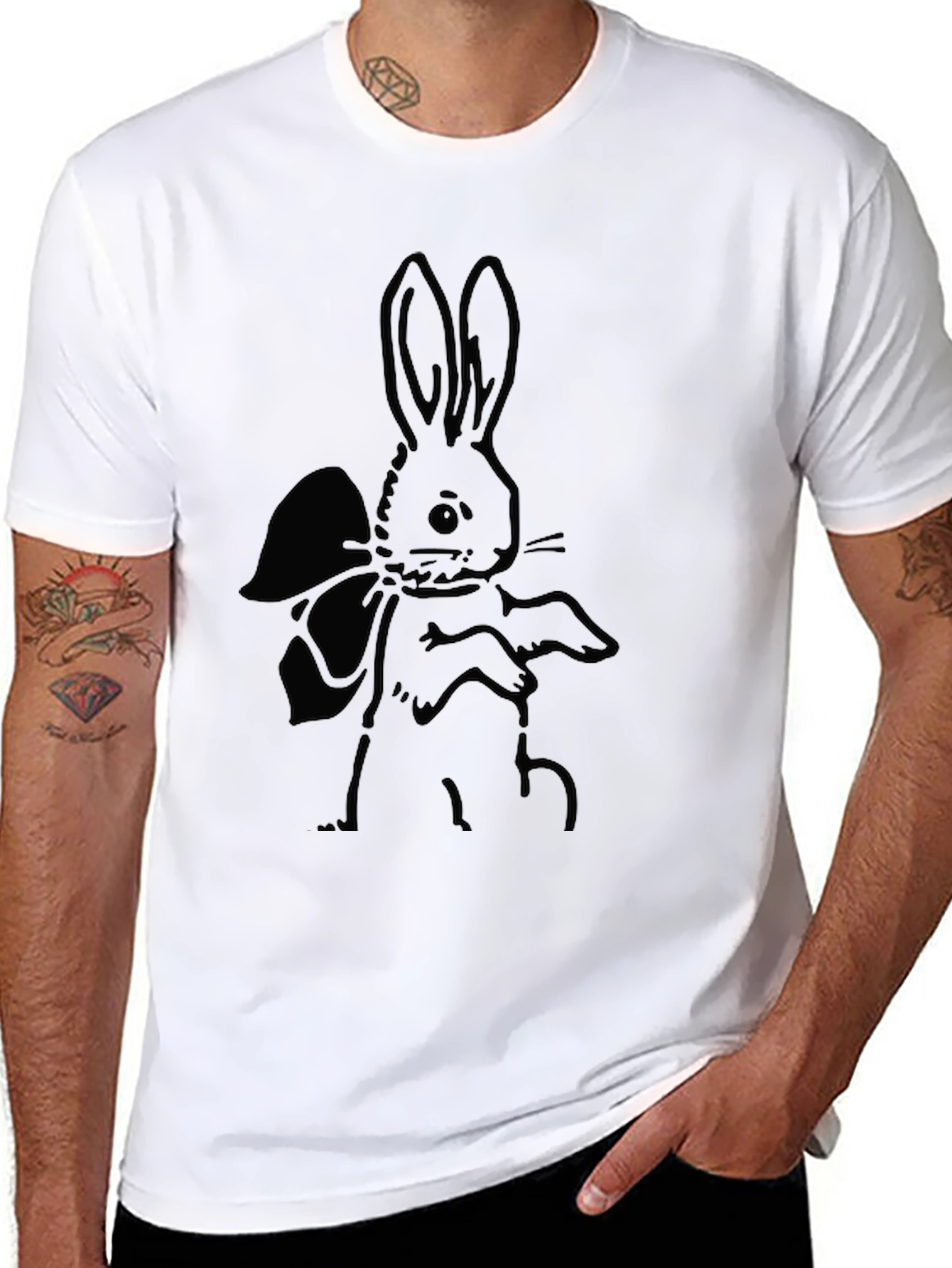 Bunny Bow T-Shirt - Unisex Black Tee