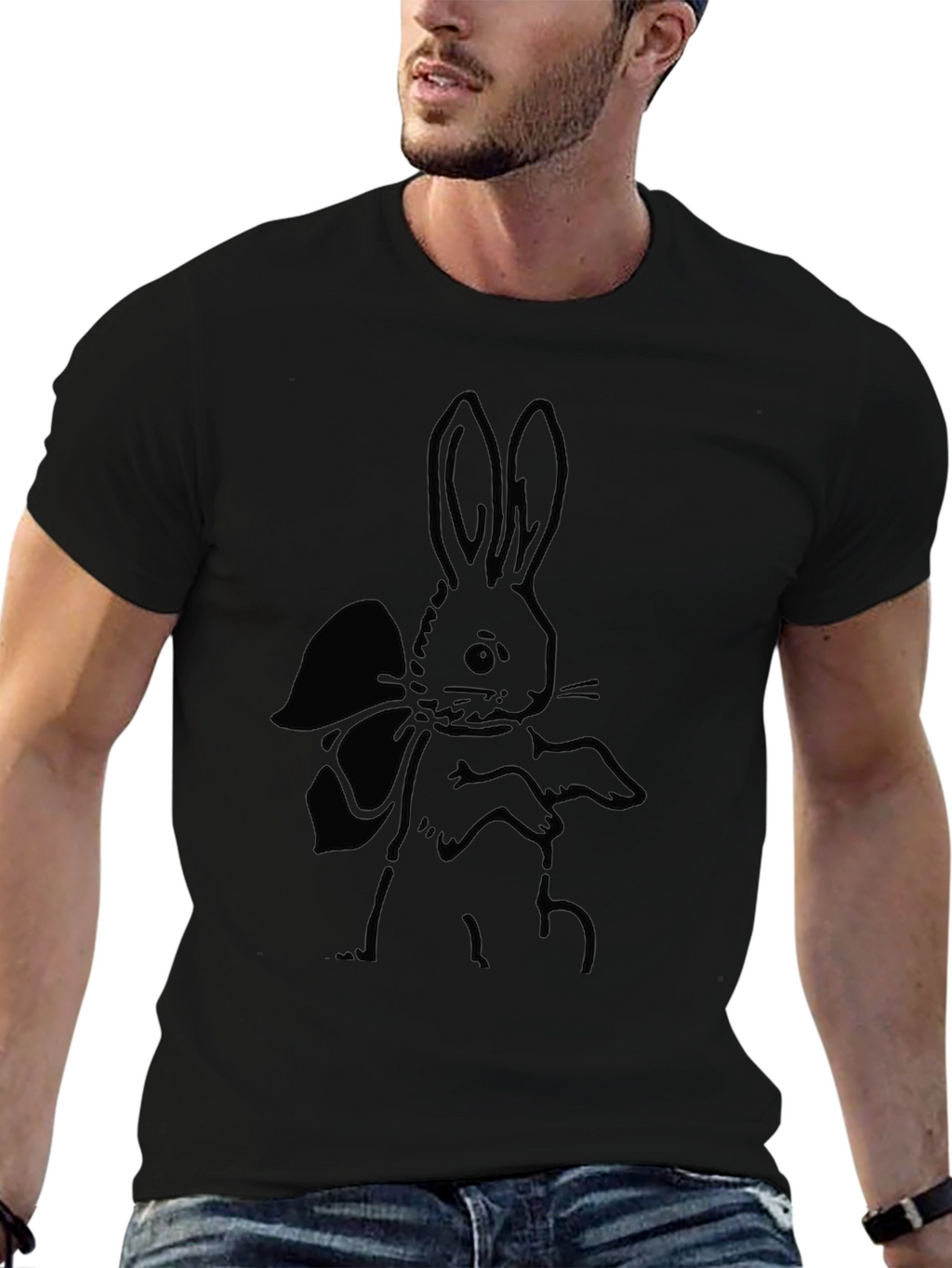 Bunny Bow T-Shirt - Unisex Black Tee