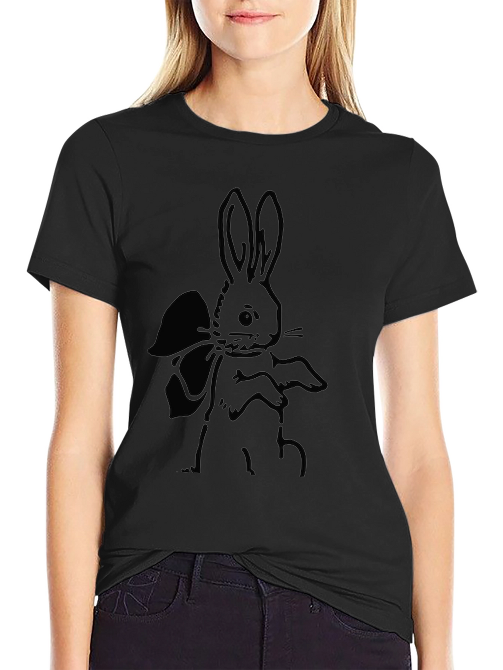 Bunny Bow T-Shirt - Unisex Black Tee