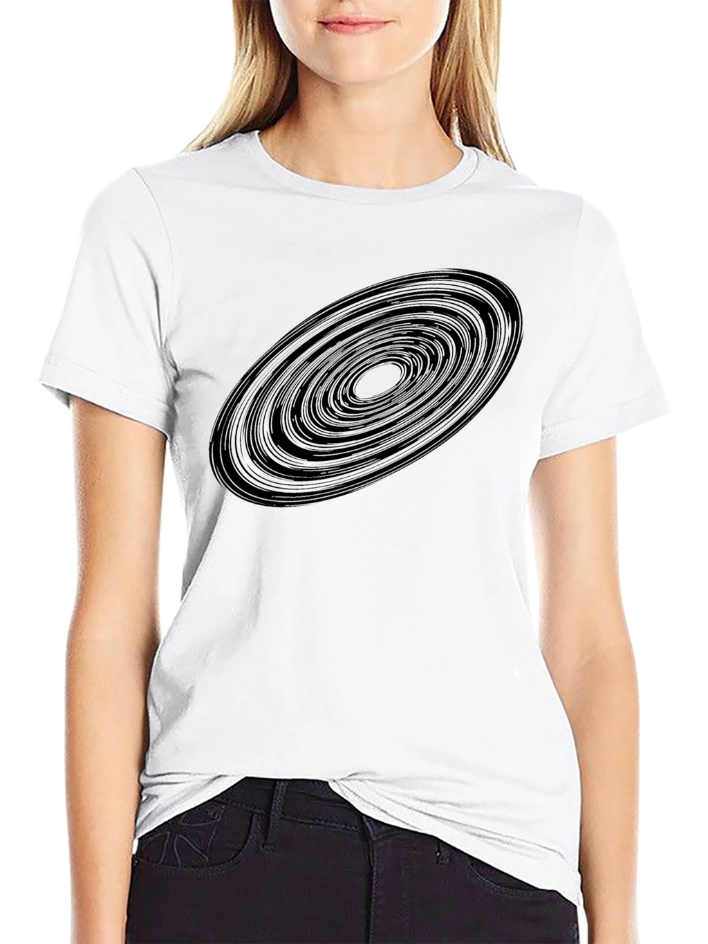 Abstract Rings Graphic Black T-Shirt