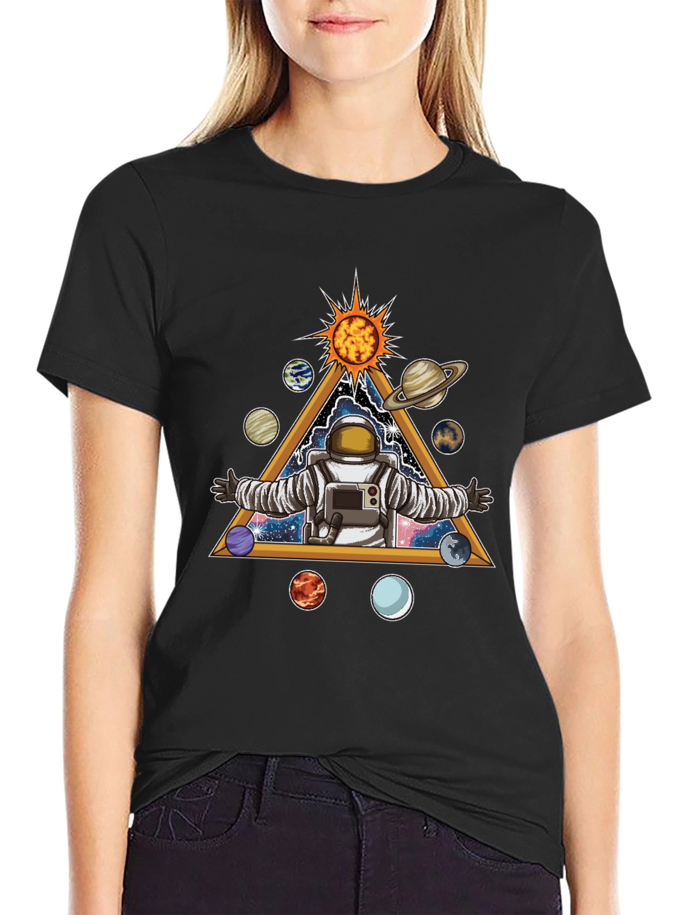 Astronaut Solar System Graphic Tee