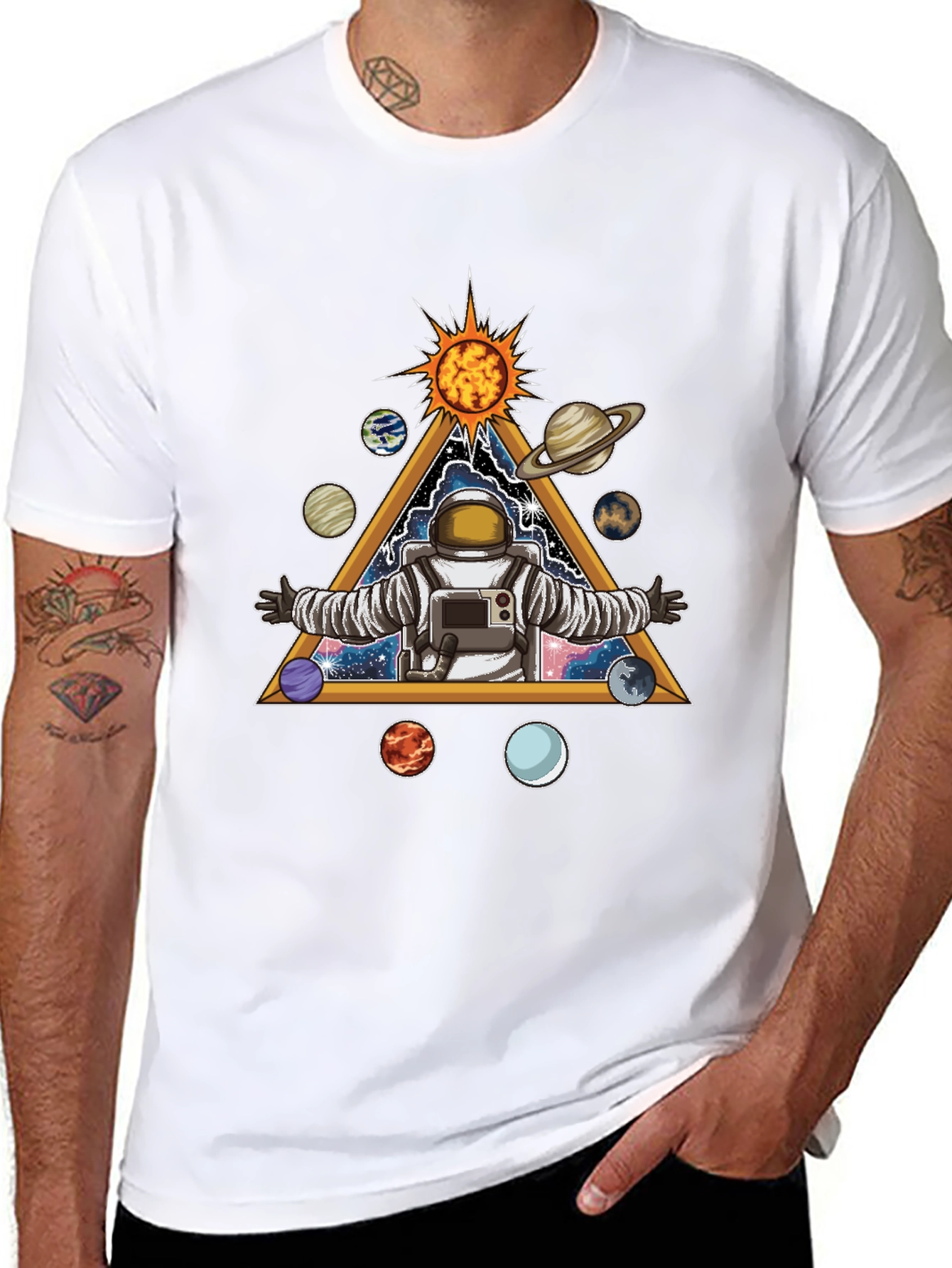 Astronaut Solar System Graphic Tee