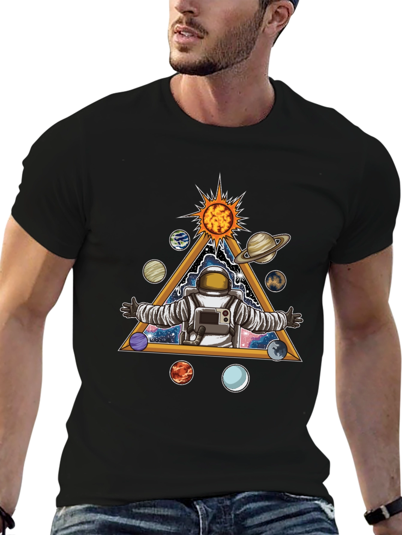 Astronaut Solar System Graphic Tee