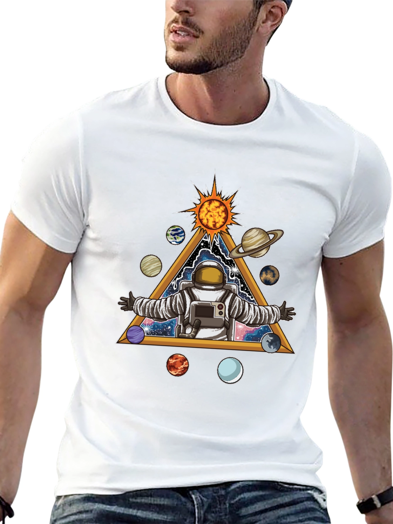 Astronaut Solar System Graphic Tee
