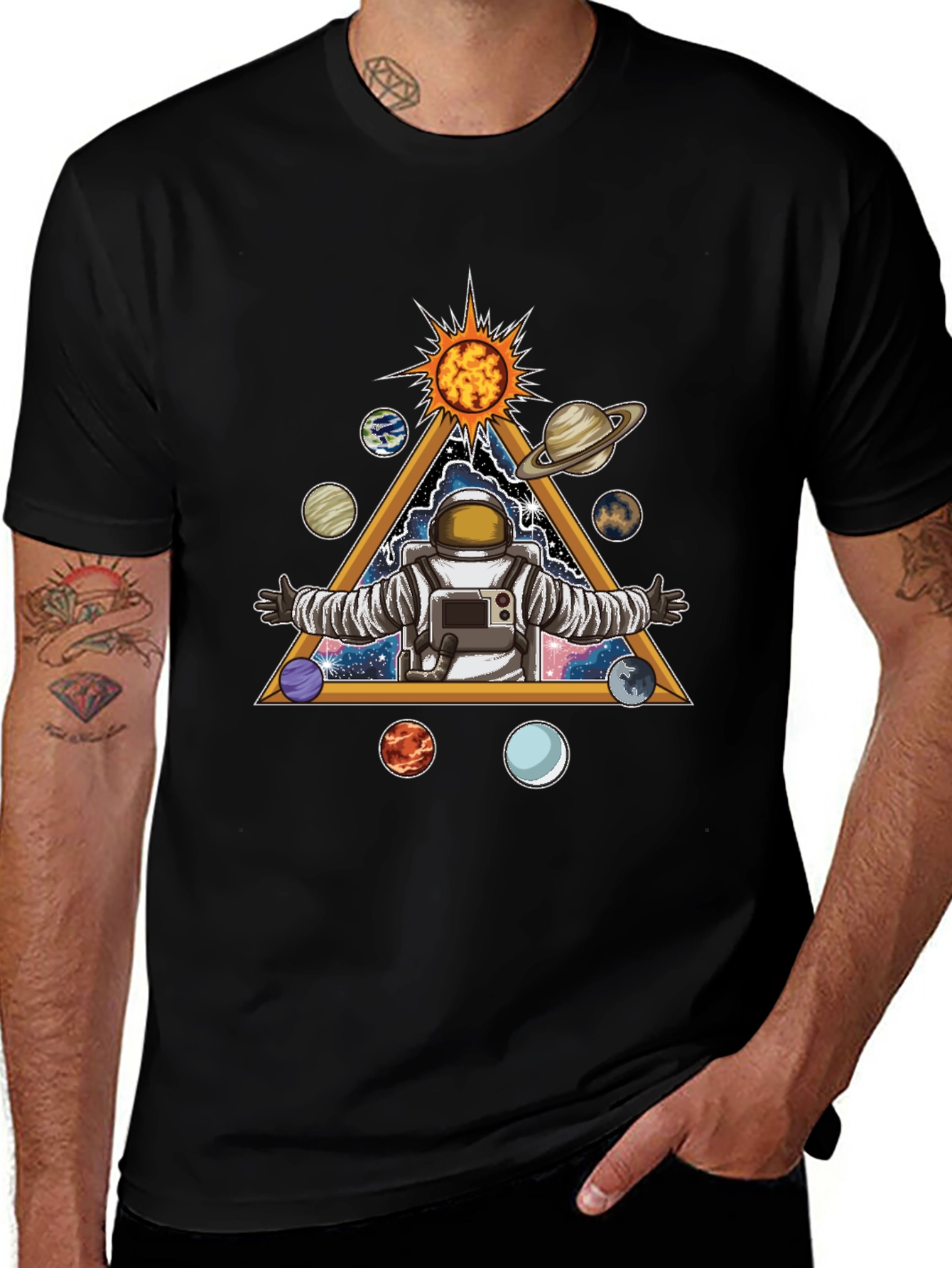 Astronaut Solar System Graphic Tee